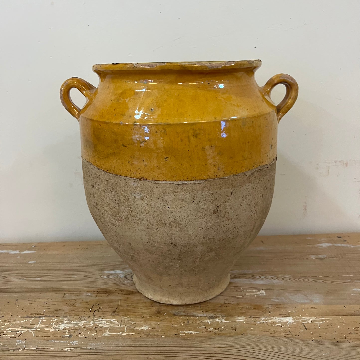 Antique French Yellow Confit Pot