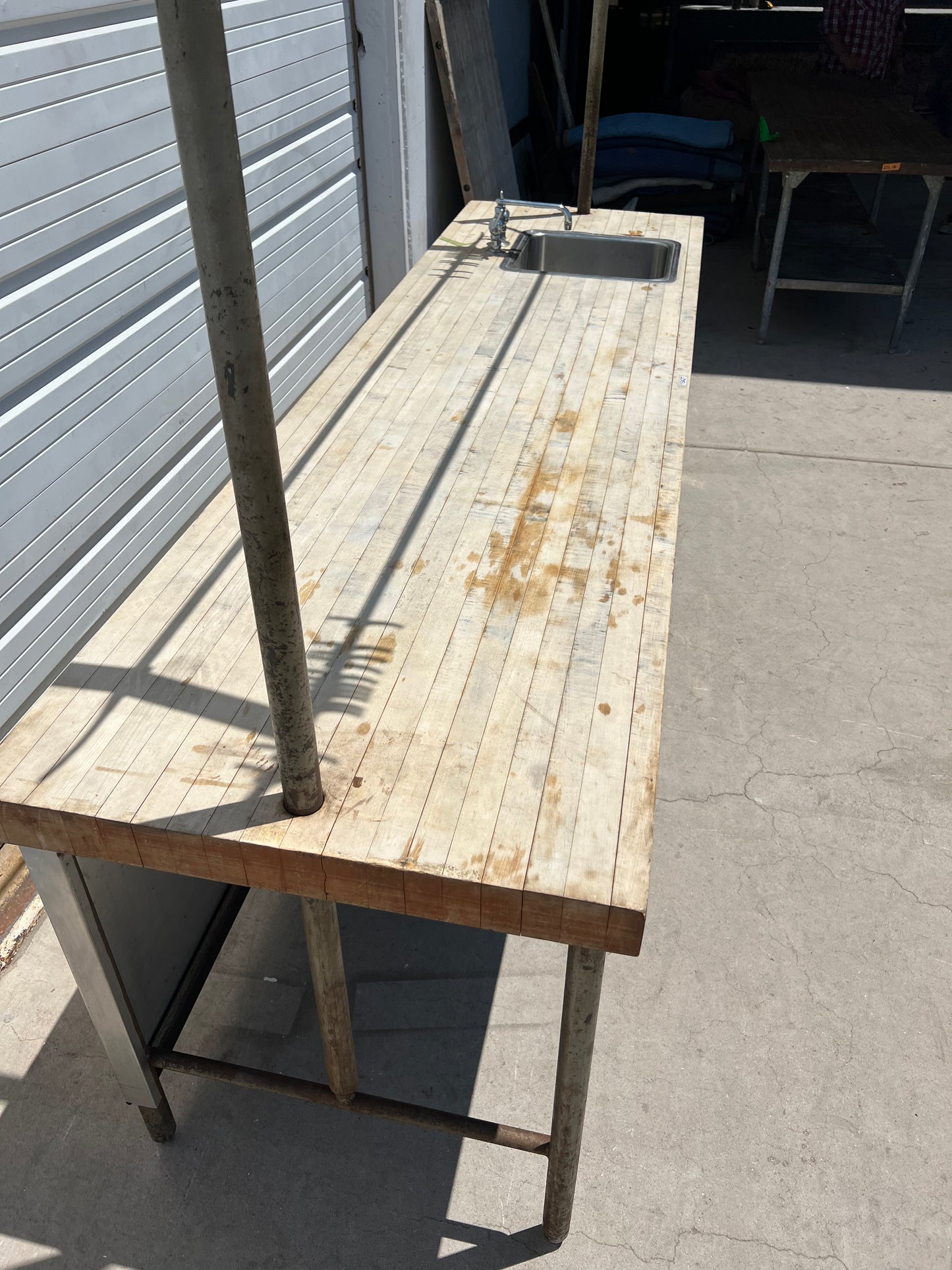 Butcher's Table with Pot Rack