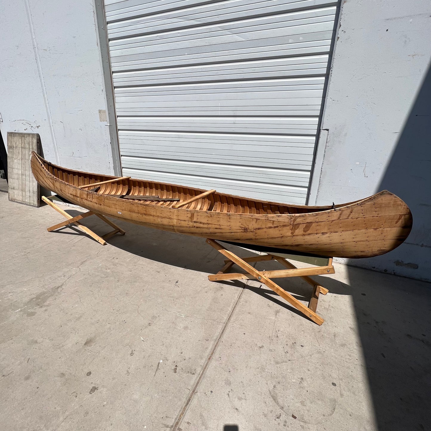 16 Foot Wood Canoe on Stand