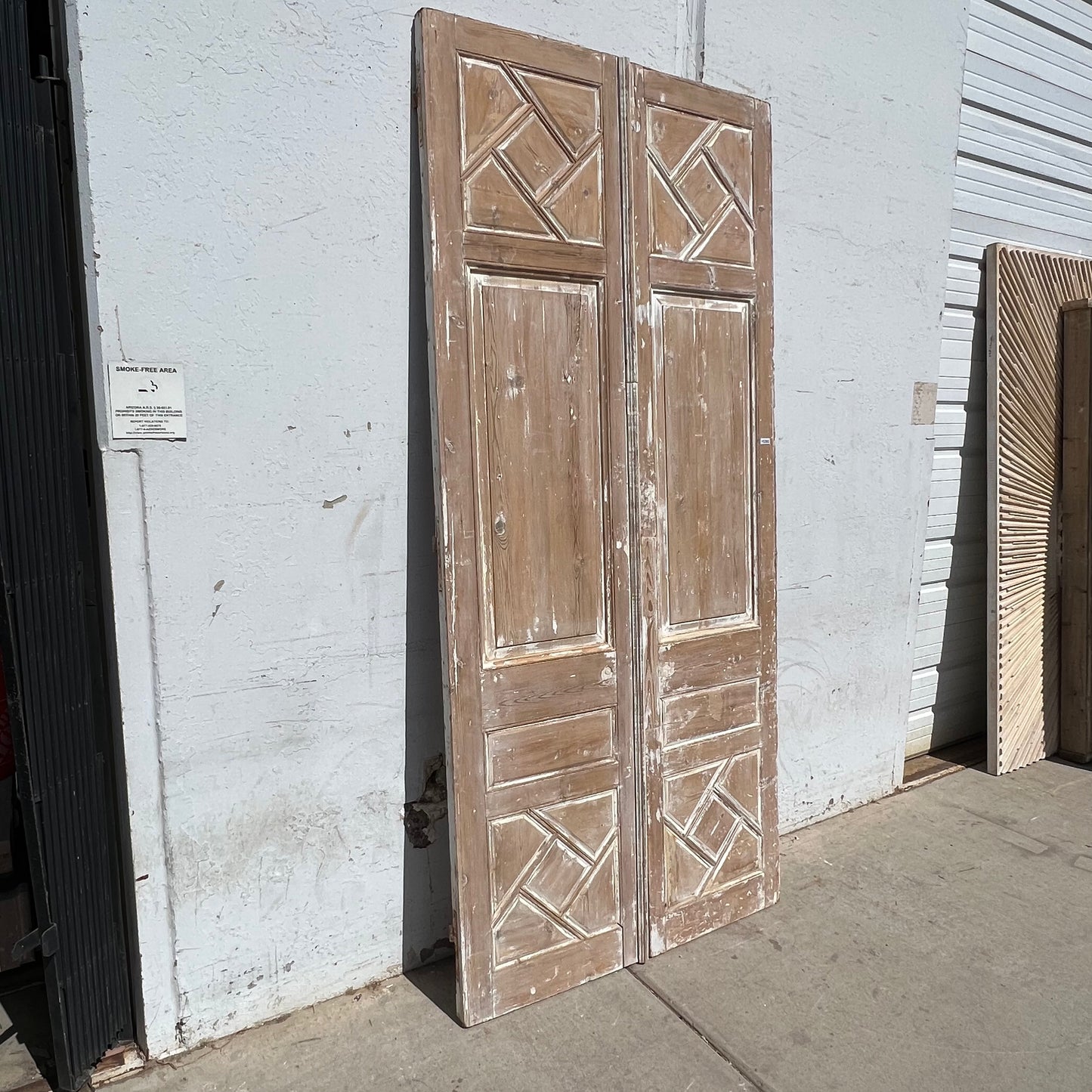 Pair of Washed Antique Wood Panel Doors