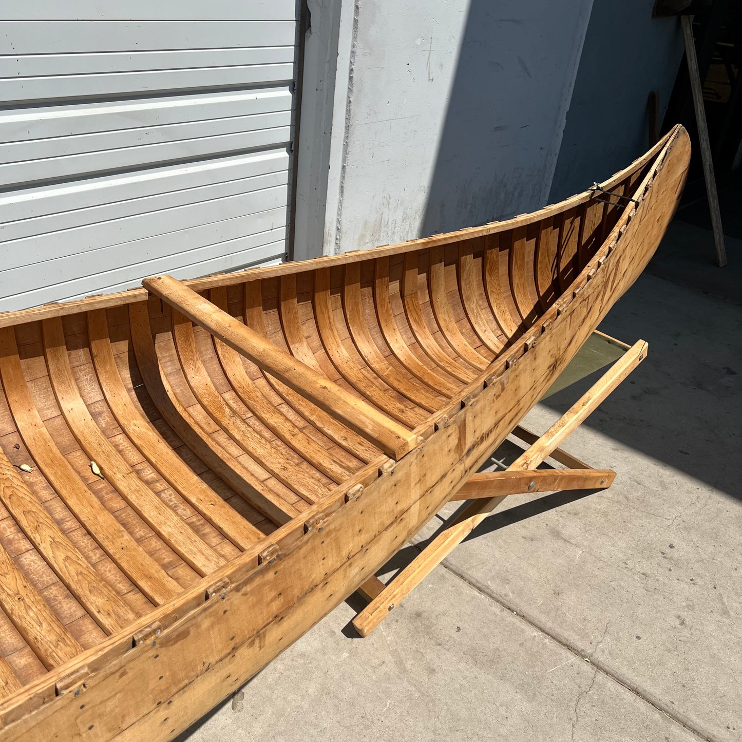 16 Foot Wood Canoe on Stand