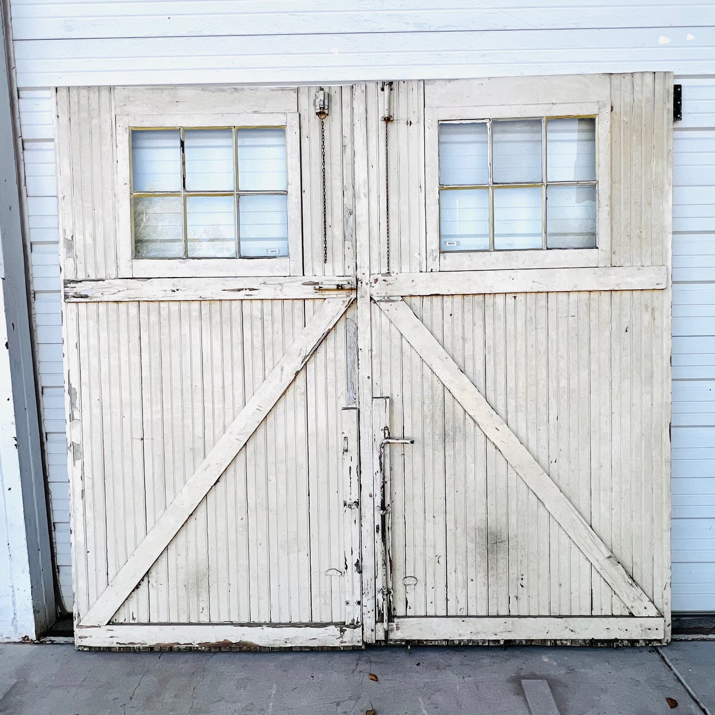 Single White 6 Lite Bead Board Antique Barn Door