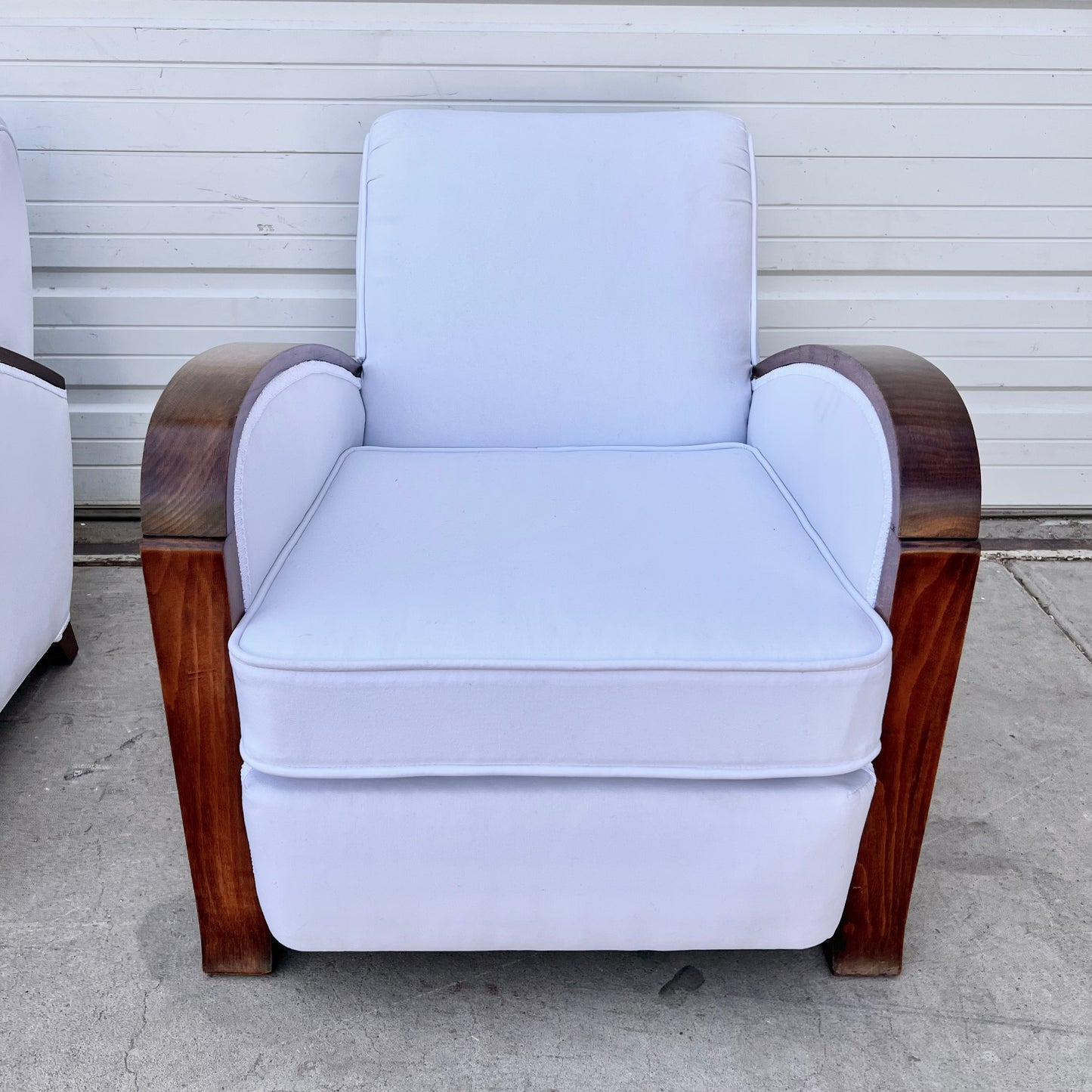 Pair of Vintage White French Deco Club Chairs