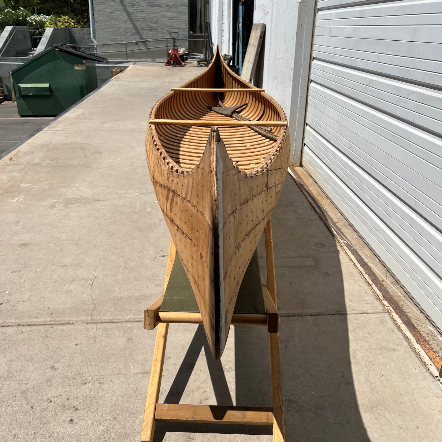 16 Foot Wood Canoe on Stand