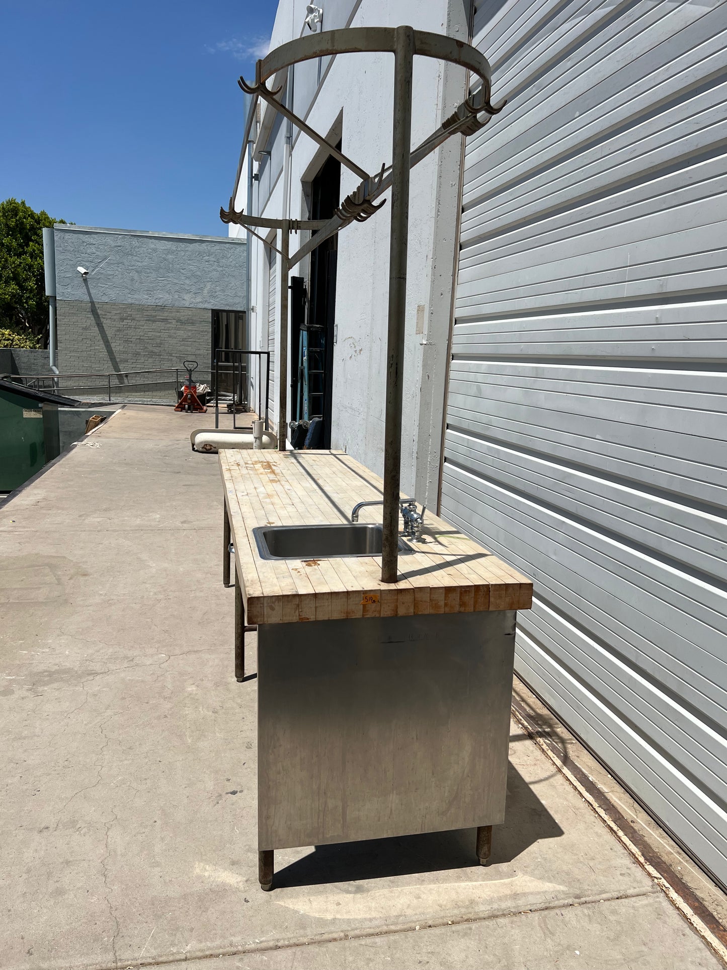 Butcher's Table with Pot Rack