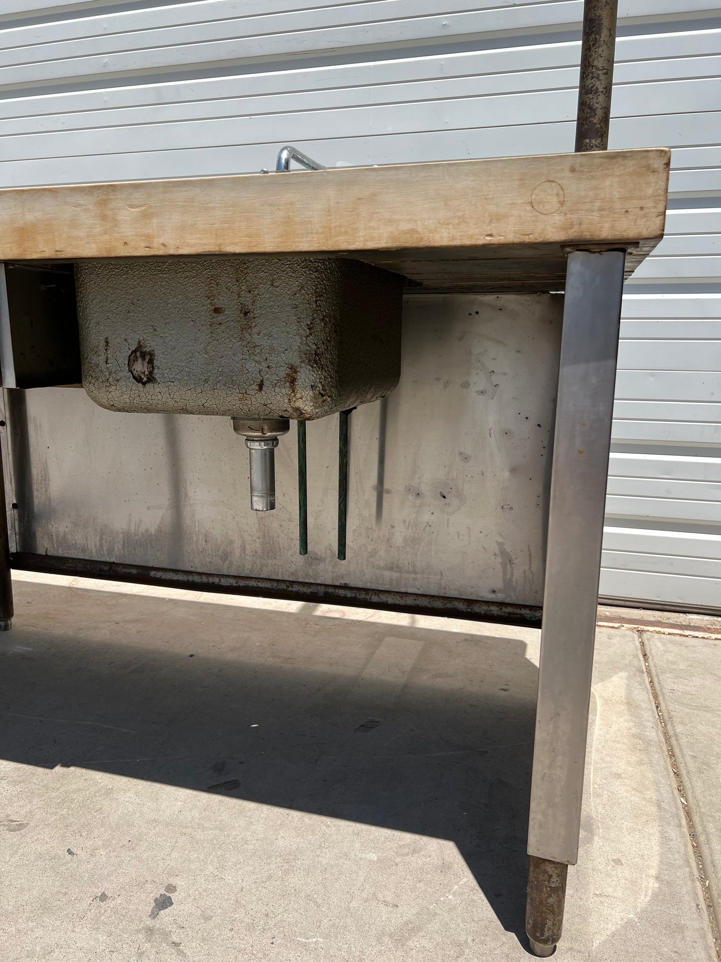 Butcher's Table with Pot Rack