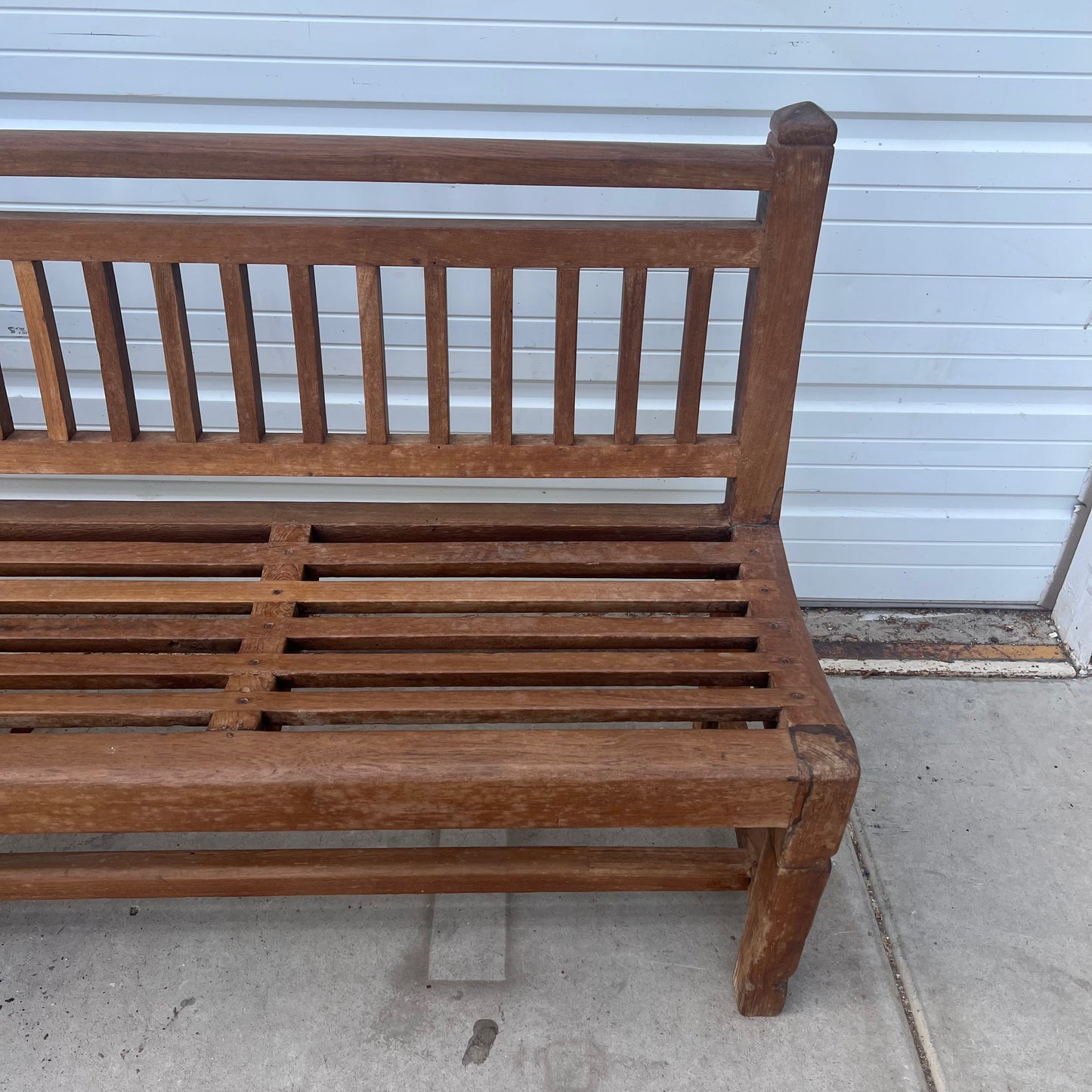 Long Wood Slatted Bench