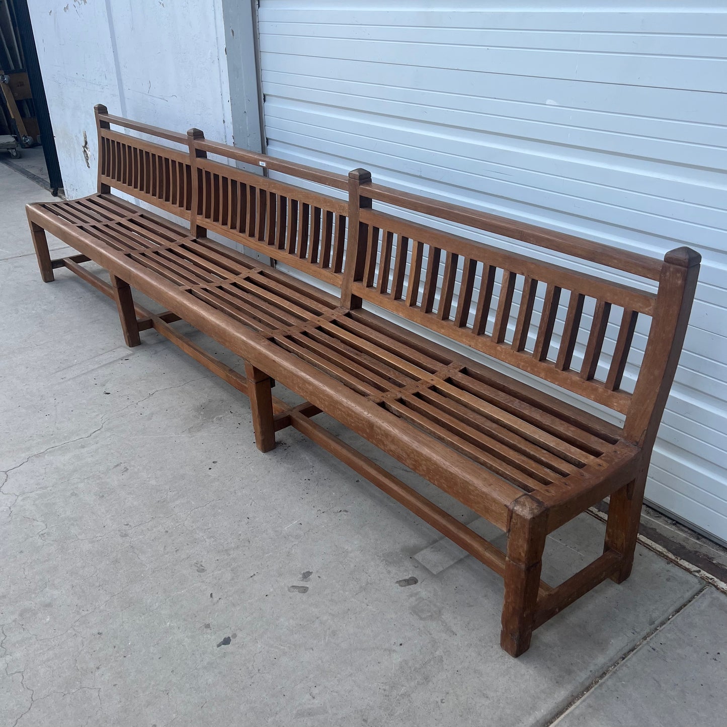 Long Wood Slatted Bench