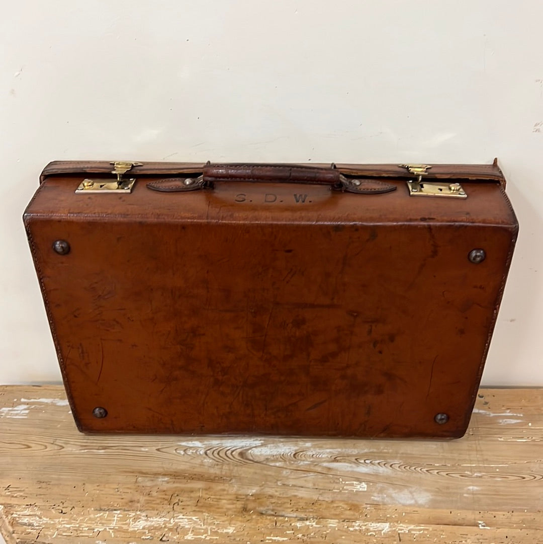 Vintage Leather Suitcase S.D.W