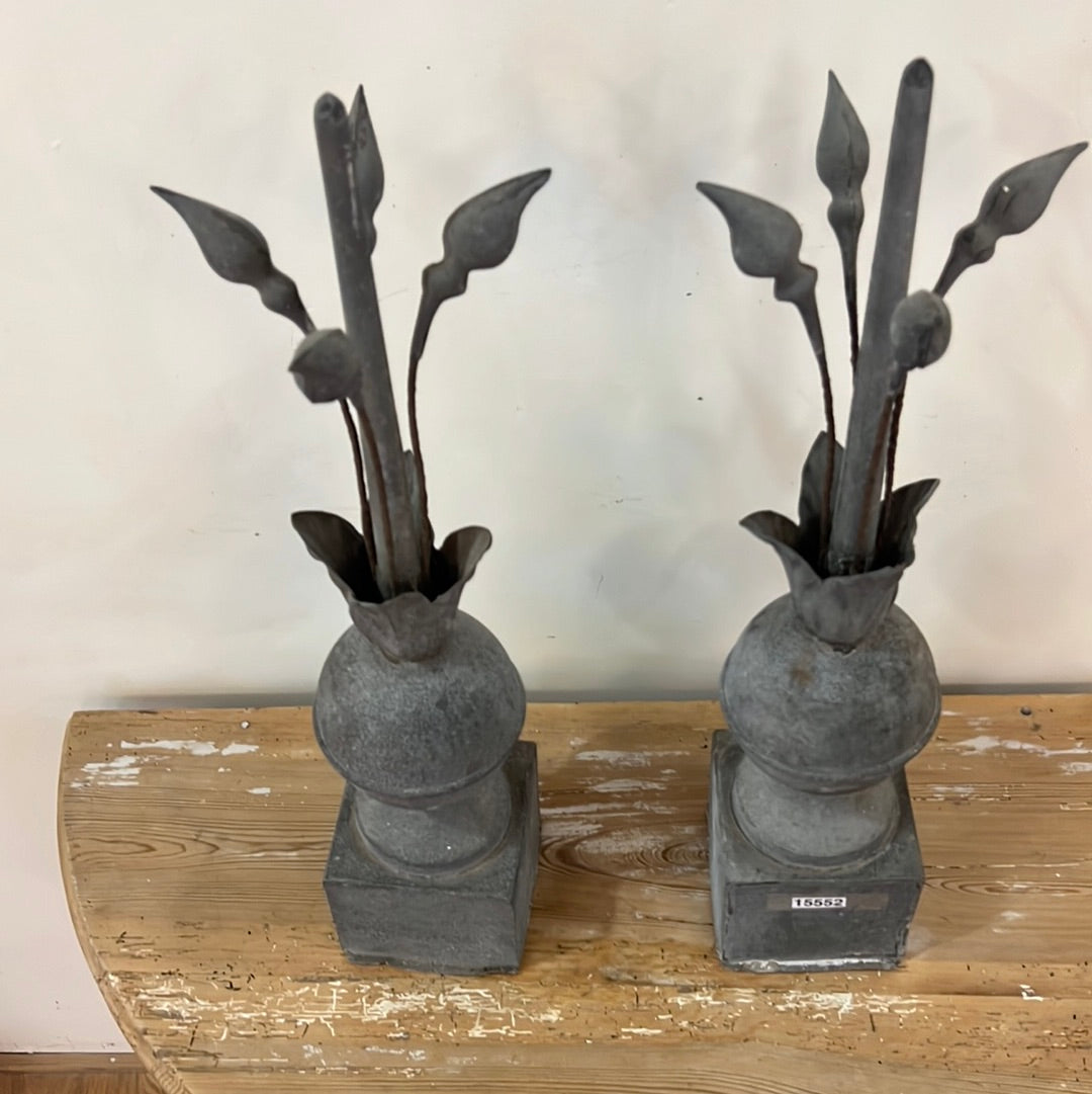 Pair of Small Zinc Finials