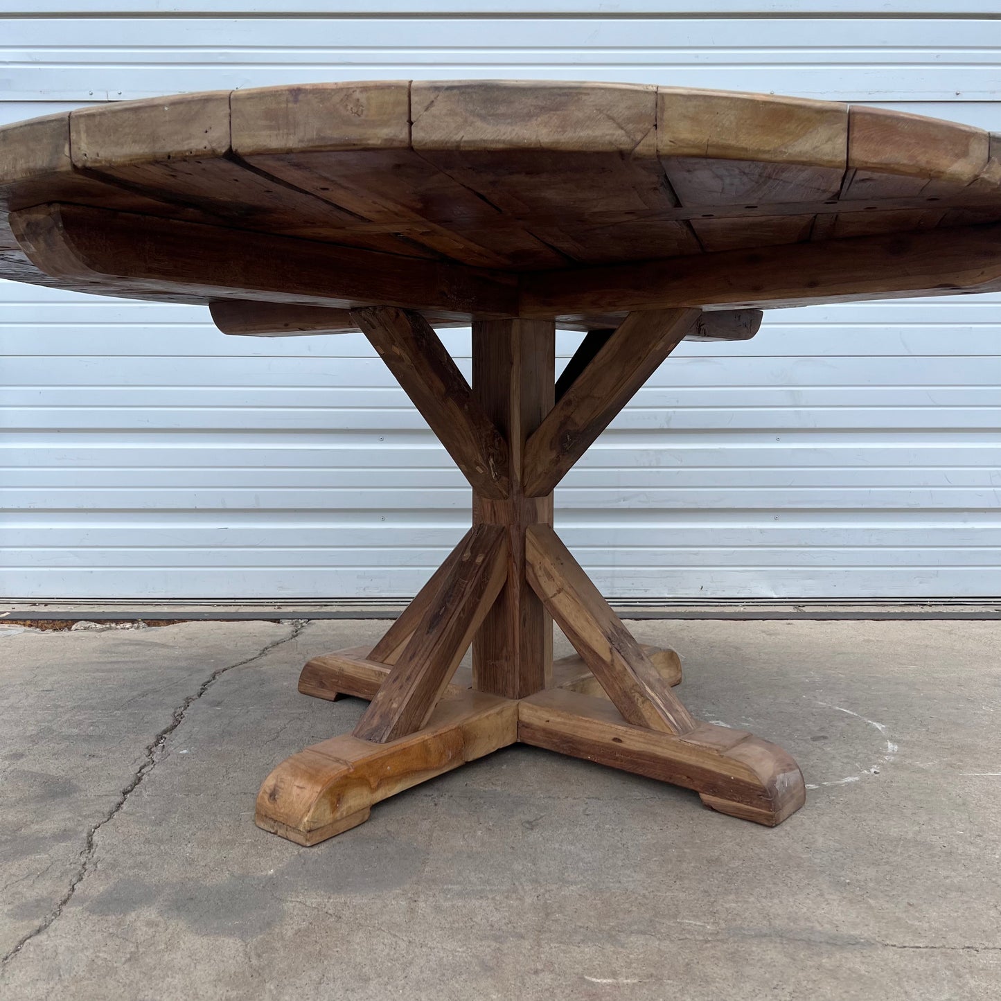 Round Wood Dining Table w/X Base