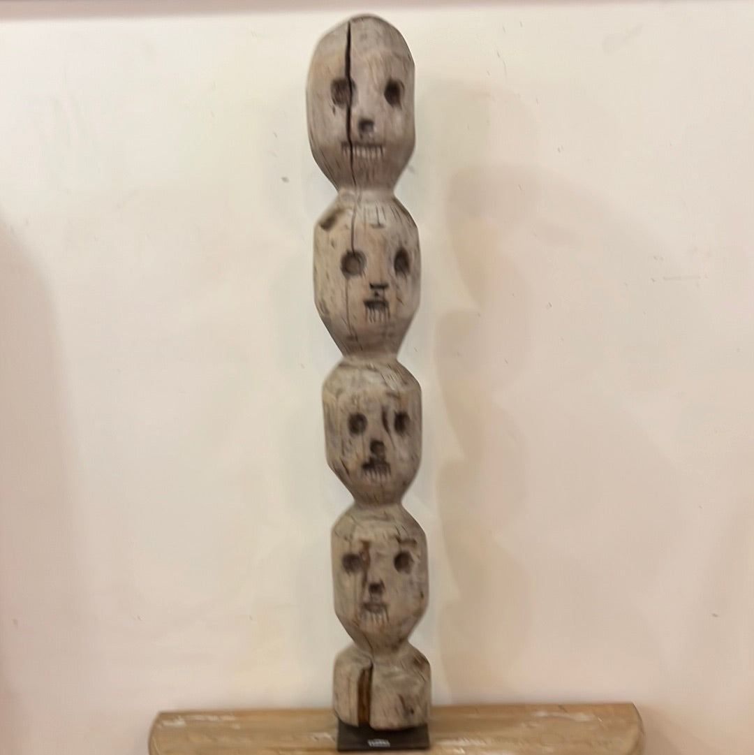 Folk Art Faces Totem Pole