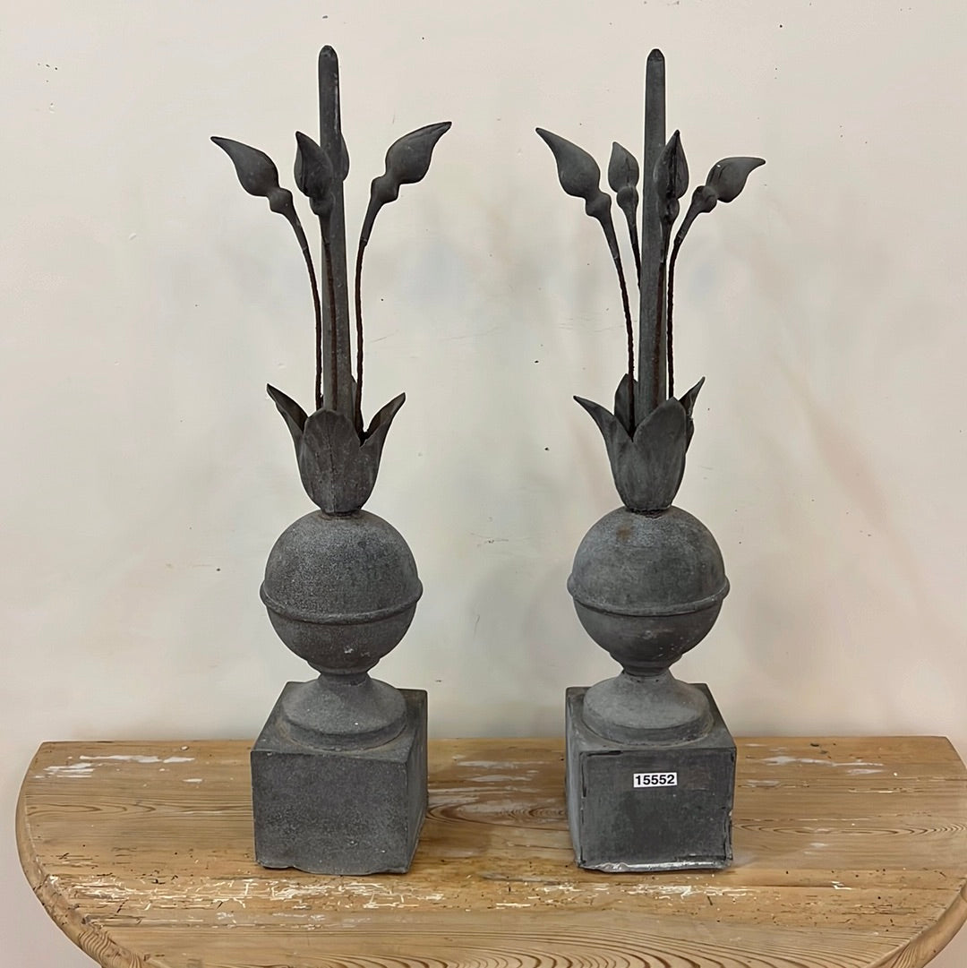 Pair of Small Zinc Finials