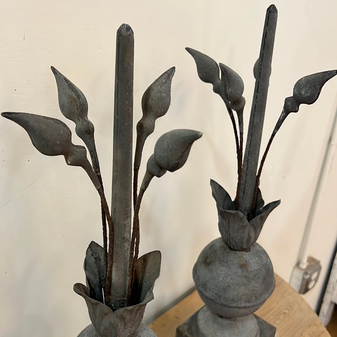 Pair of Small Zinc Finials