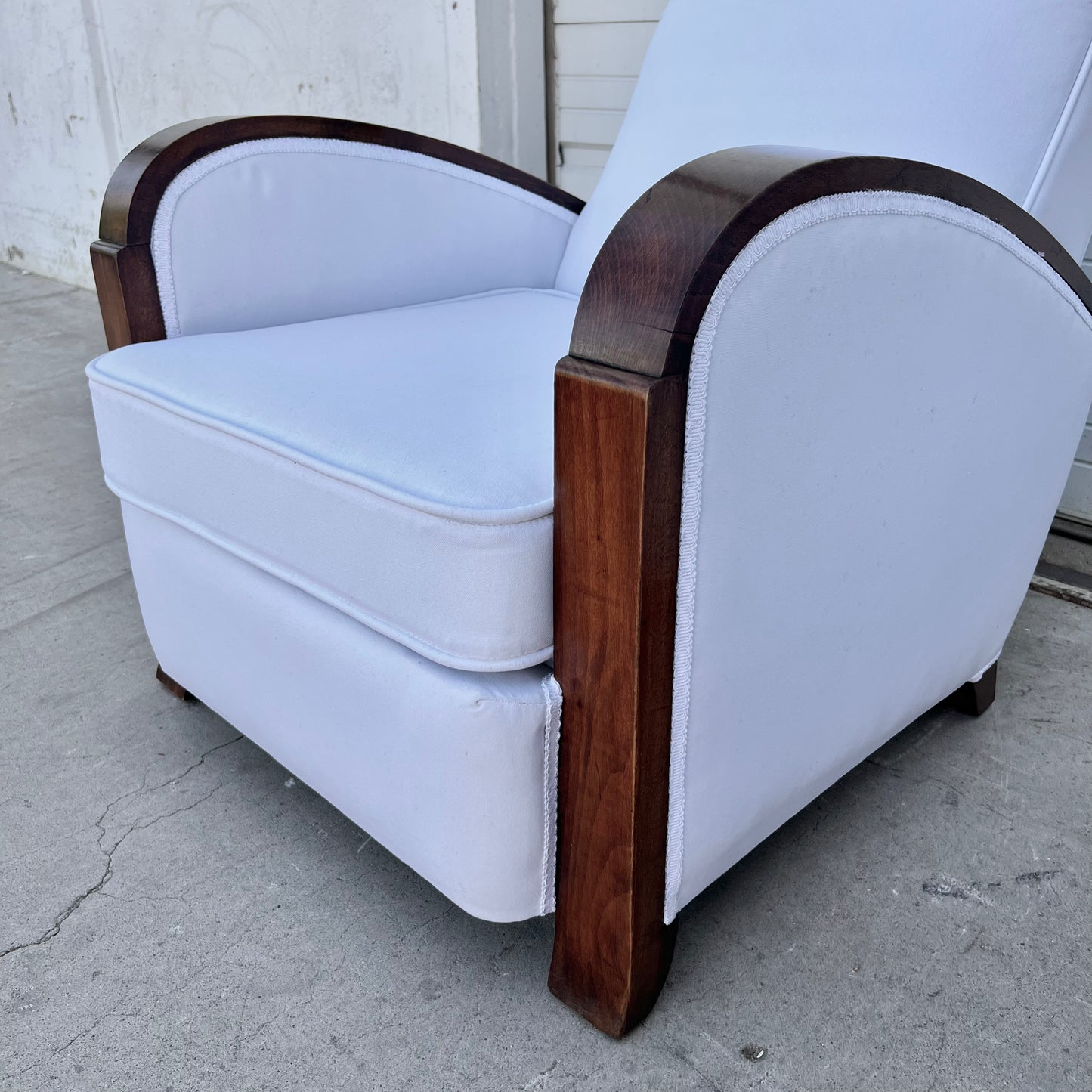Pair of Vintage White French Deco Club Chairs