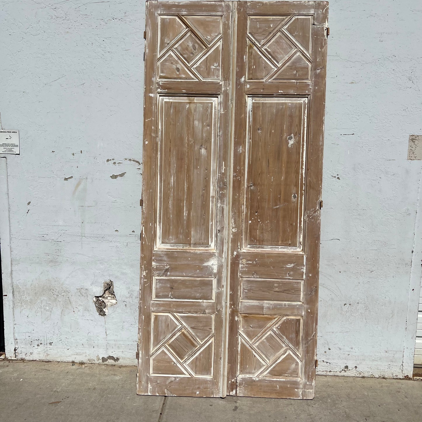 Pair of Washed Antique Wood Panel Doors
