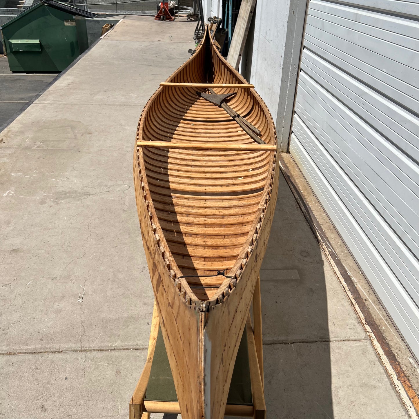 16 Foot Wood Canoe on Stand