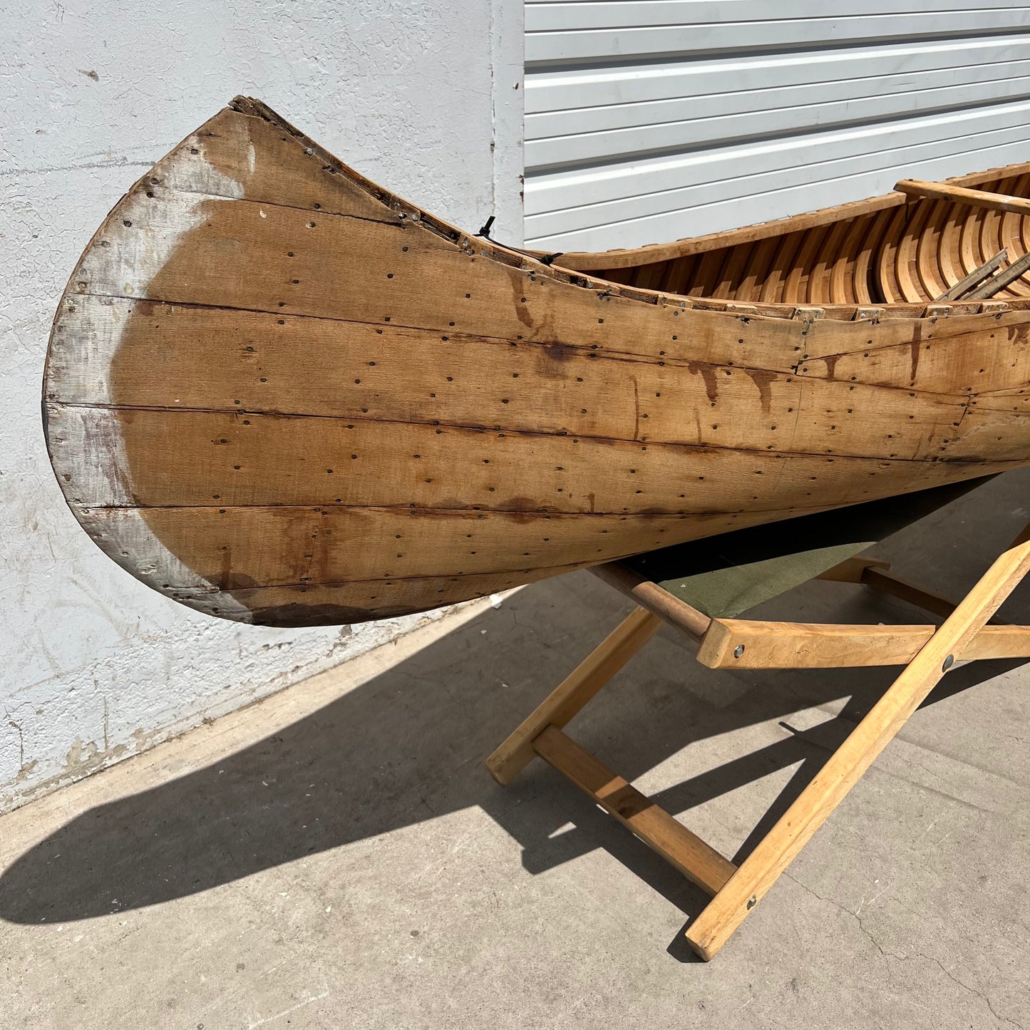 16 Foot Wood Canoe on Stand