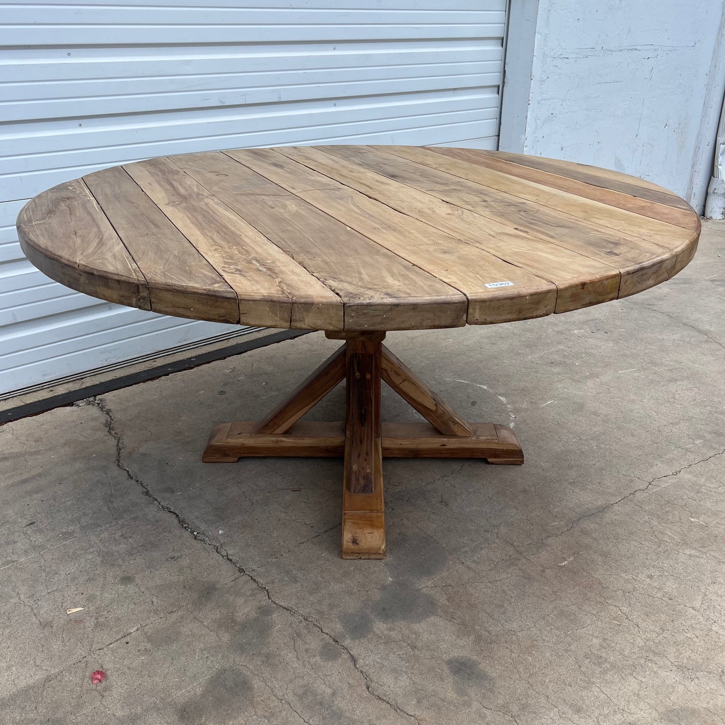 Round Wood Dining Table w/X Base