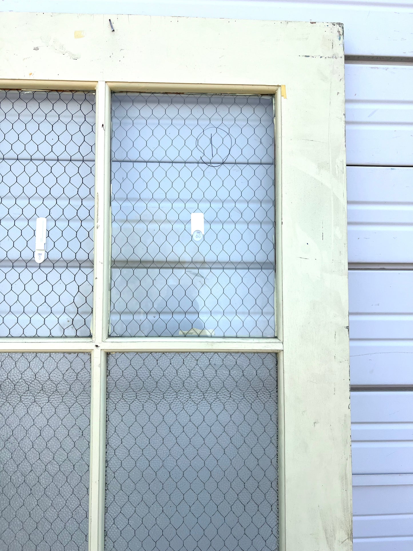 Vintage Wooden Door with Chicken Wire Glass