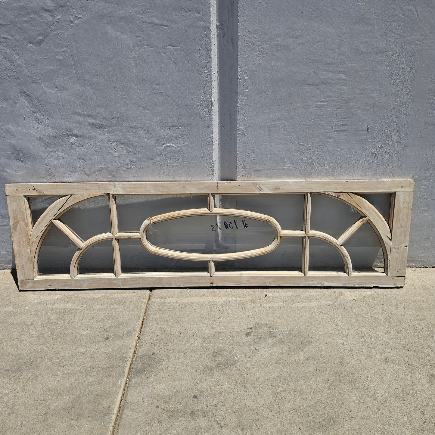 Stripped Wood Transom Window with 13 Lites