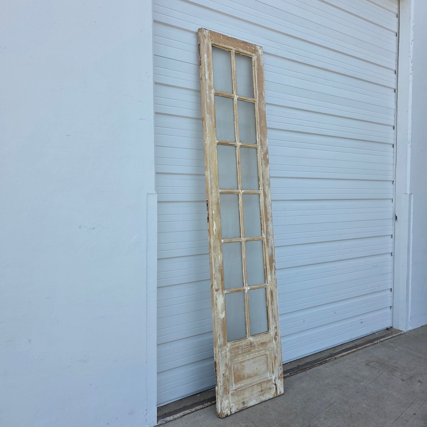 Single 12 Lite Washed Wood Antique French Door