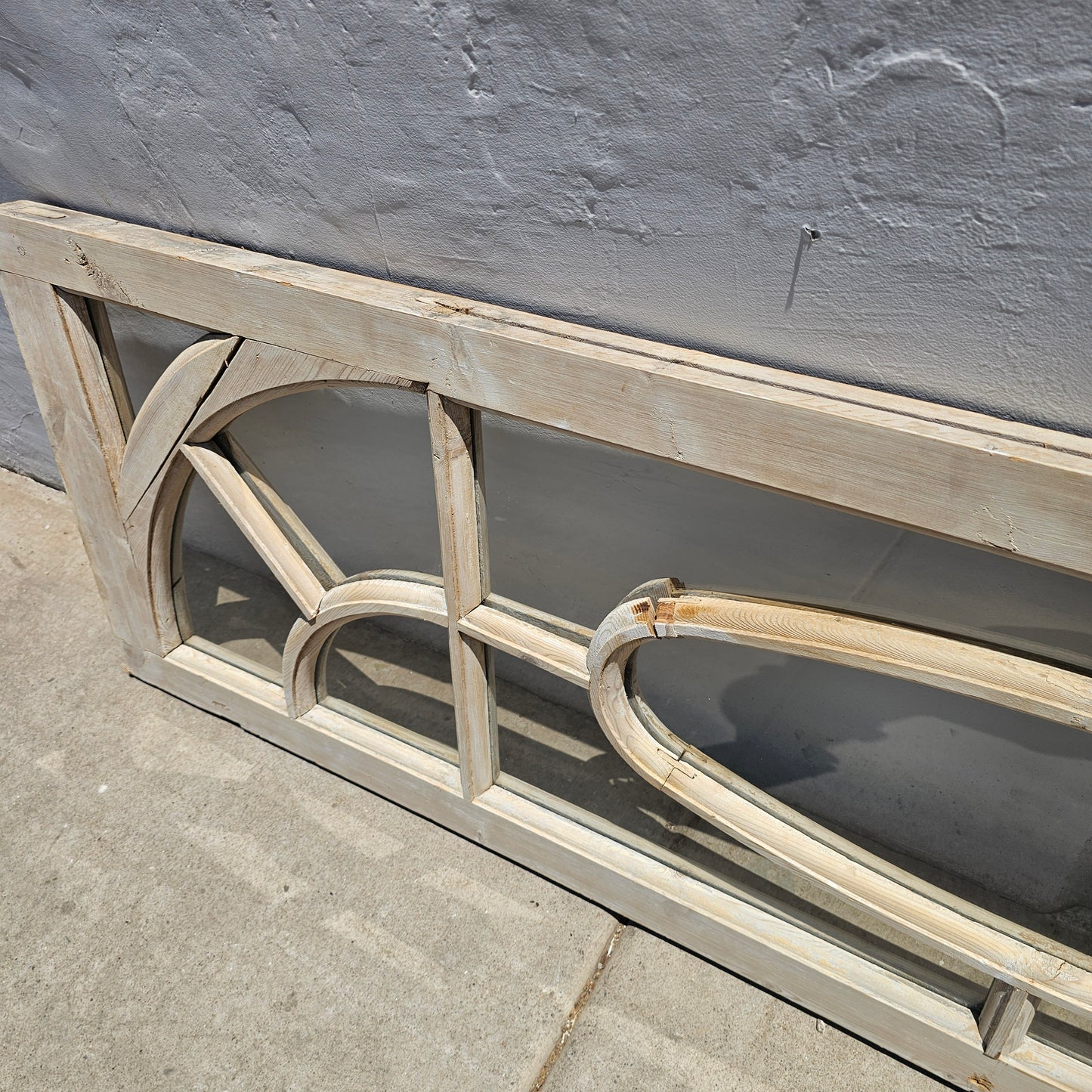 Stripped Wood Transom Window with 13 Lites