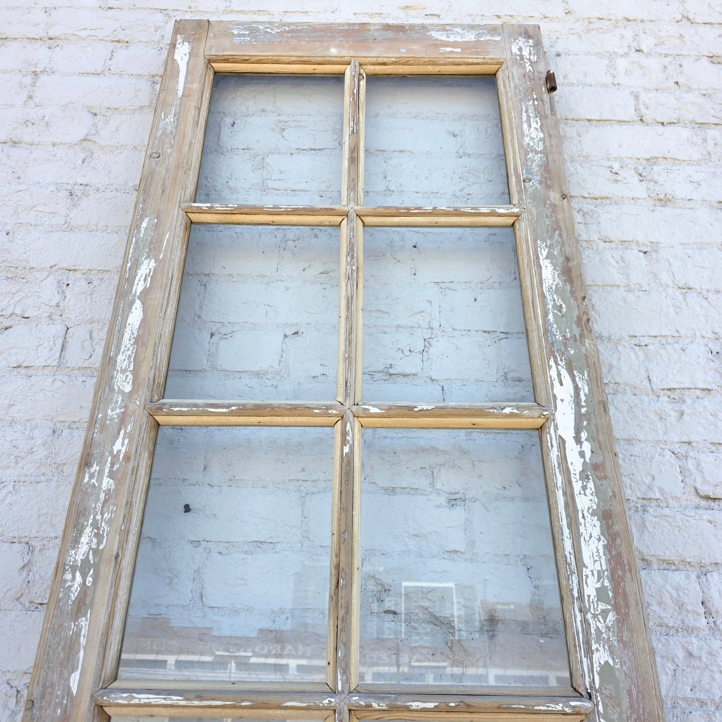 Single 14 Lite Whitewashed Wood Antique French Door