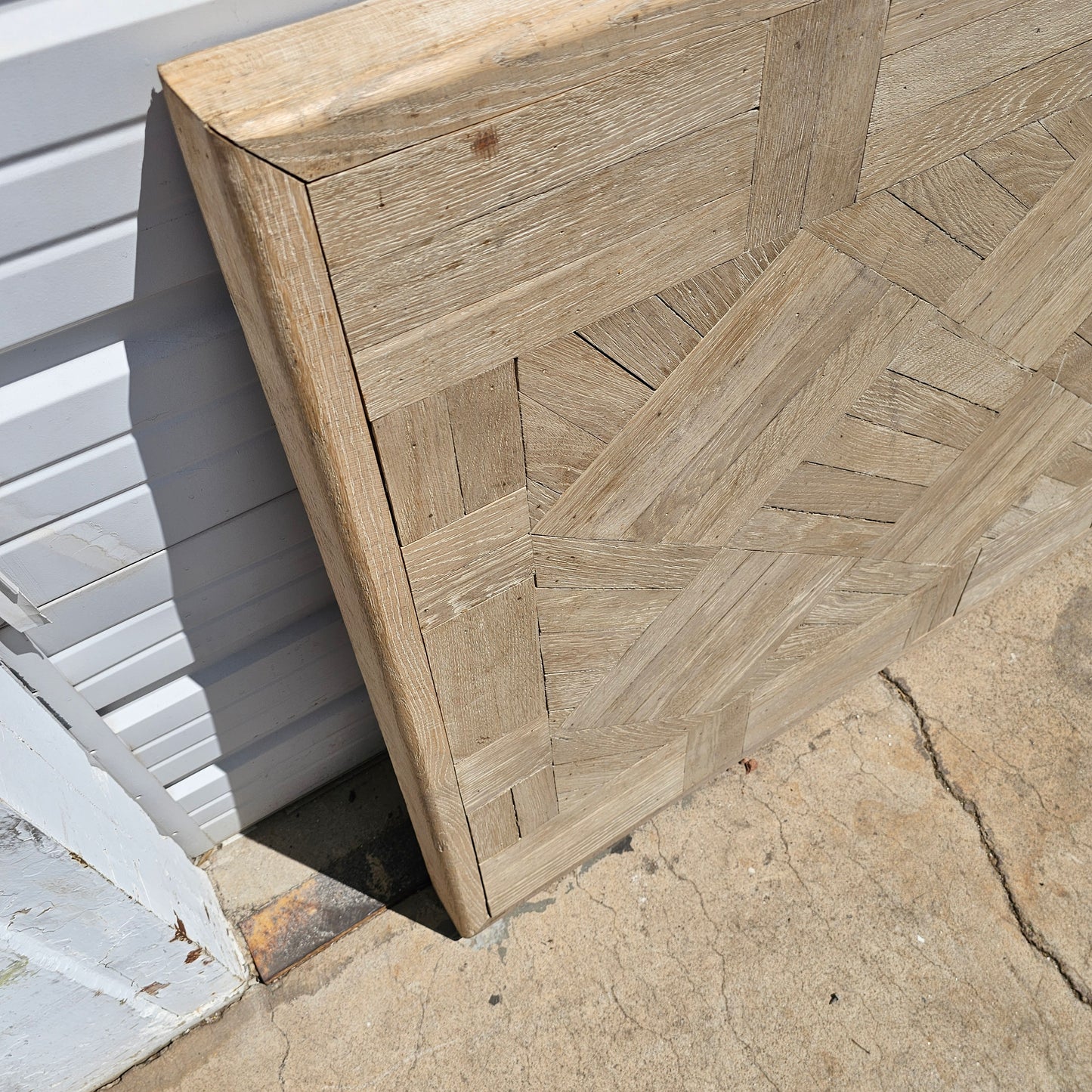 9 ft Washed Parquet Wood Dining Table Top