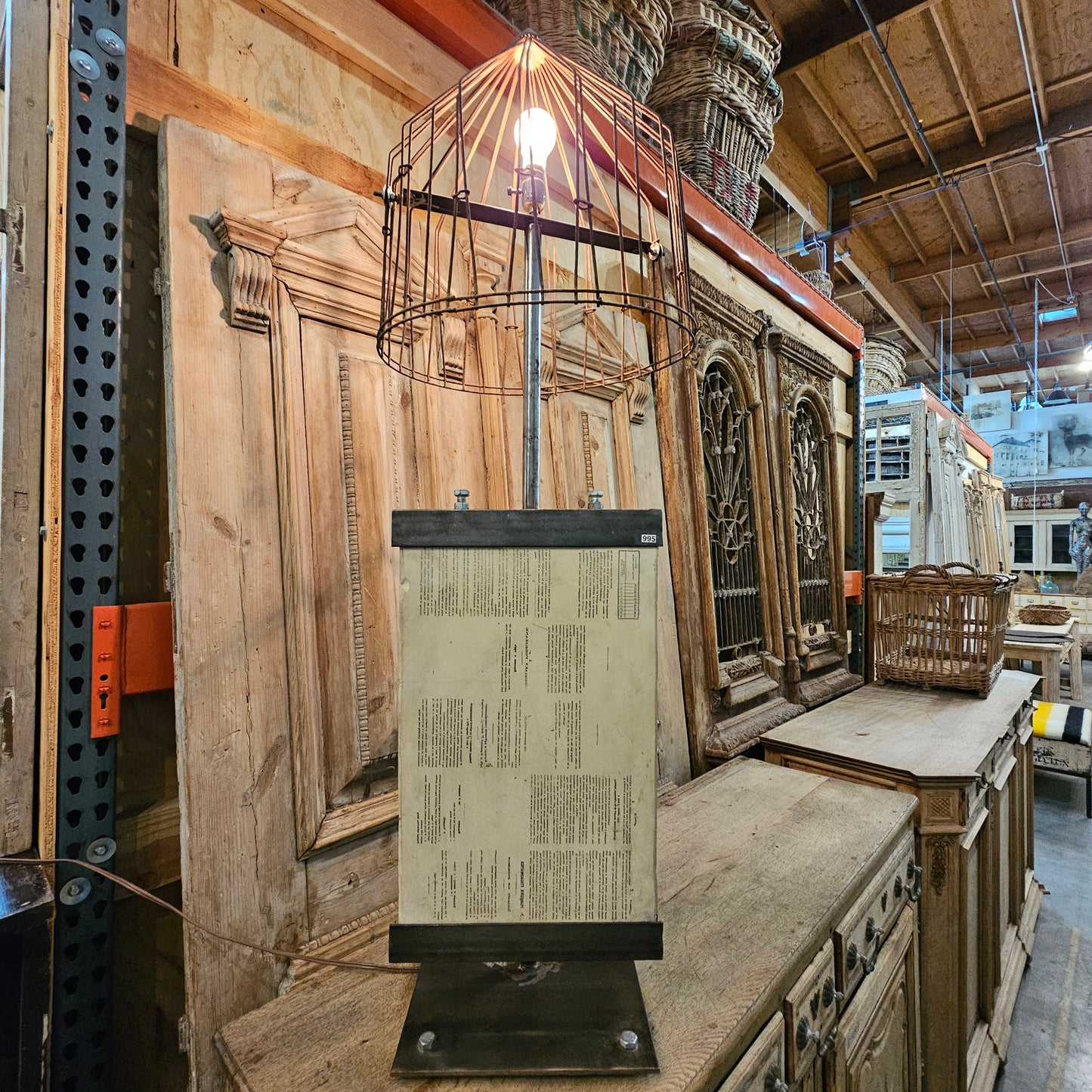 Repurposed Lithography Stone Lamp / Light
