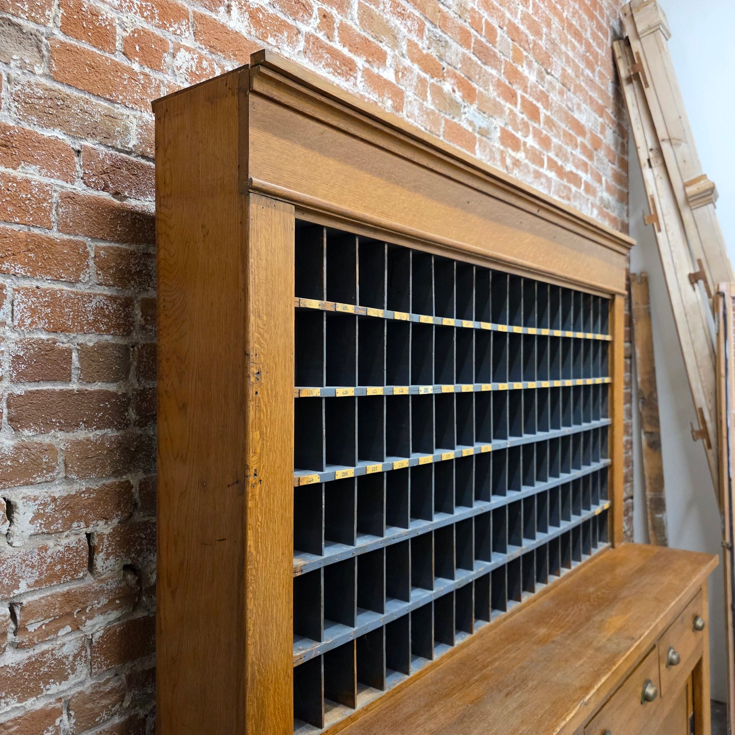 Antique Oak Hotel Telegram Storage Cabinet