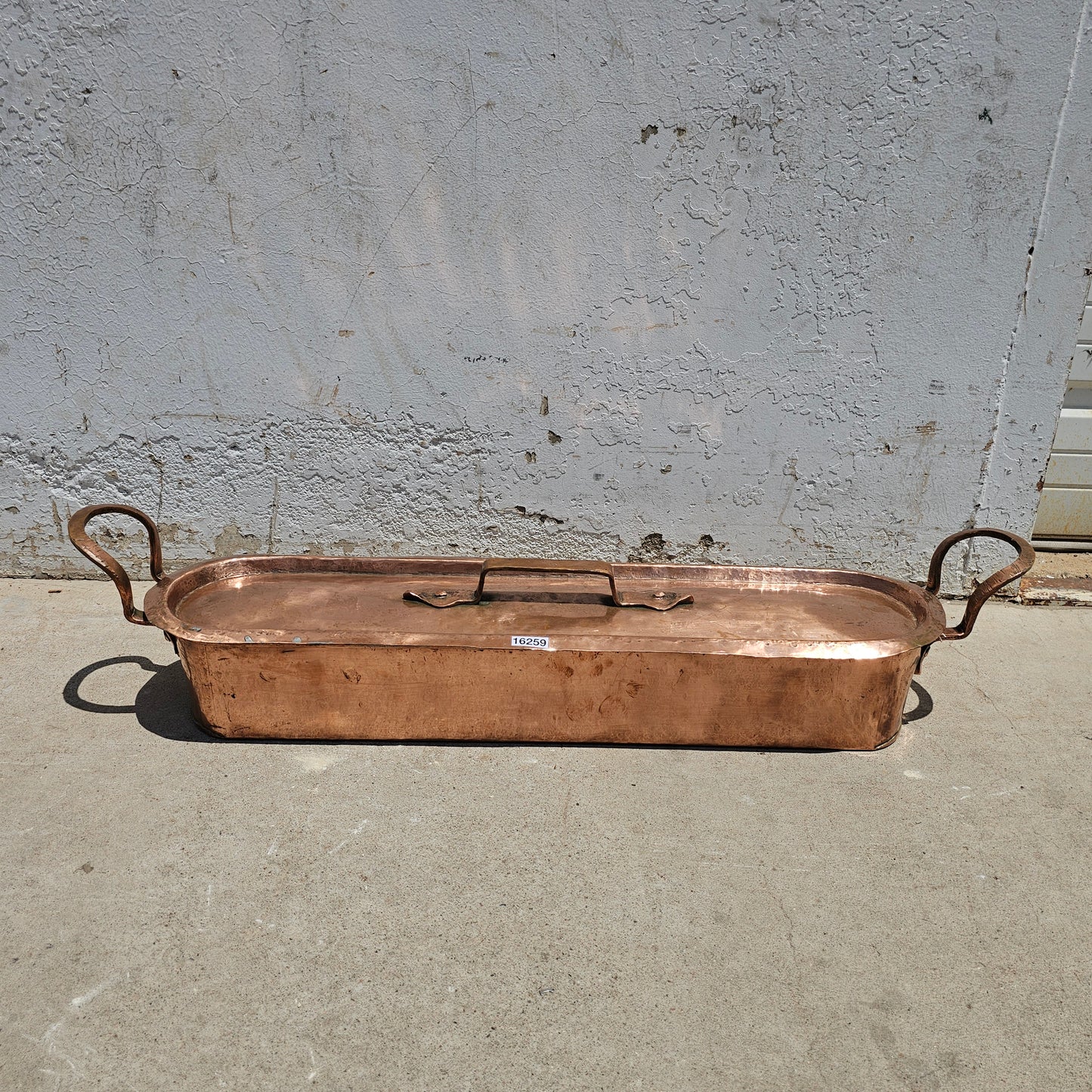 Large French Copper Poacher with Lid