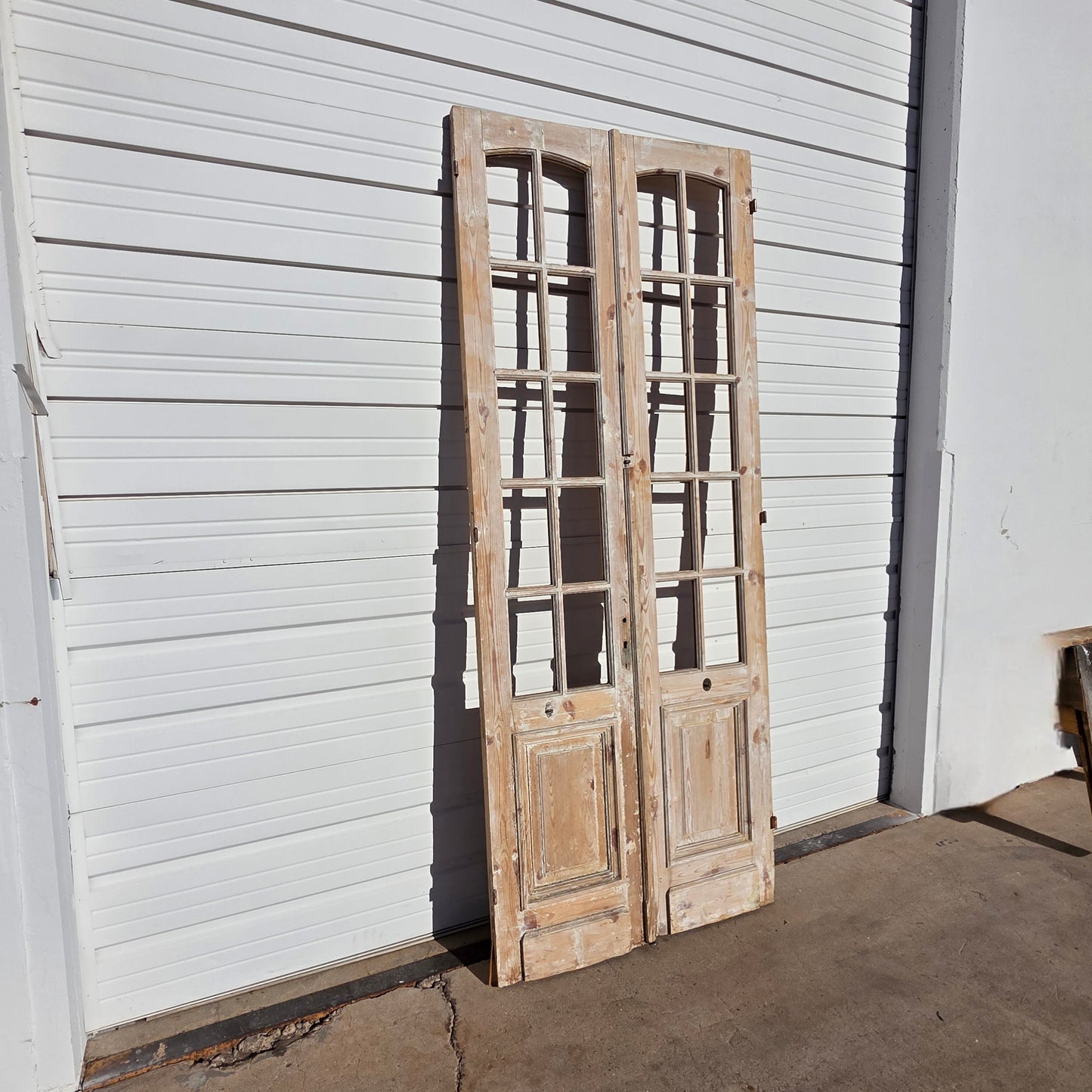 Pair of 10 Lite Distressed Antique French Doors