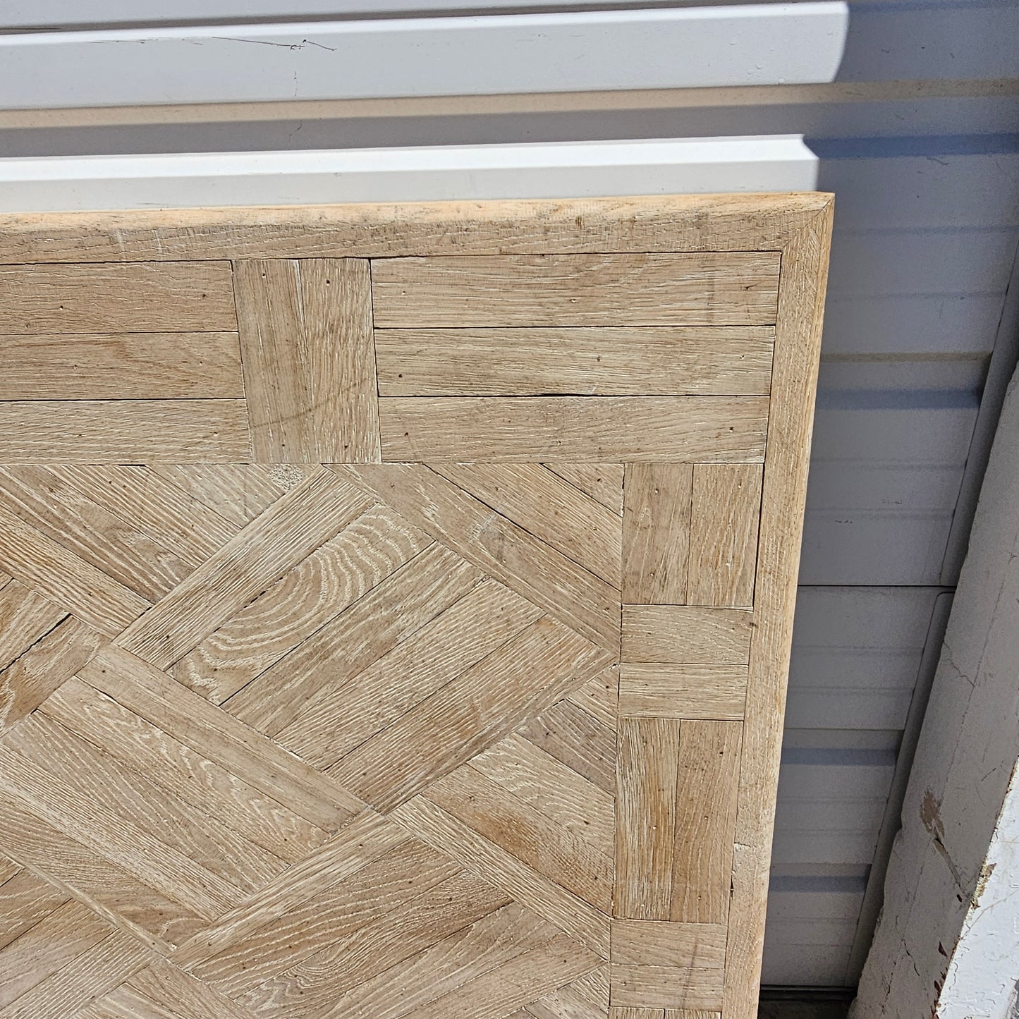 9 ft Washed Parquet Wood Dining Table Top