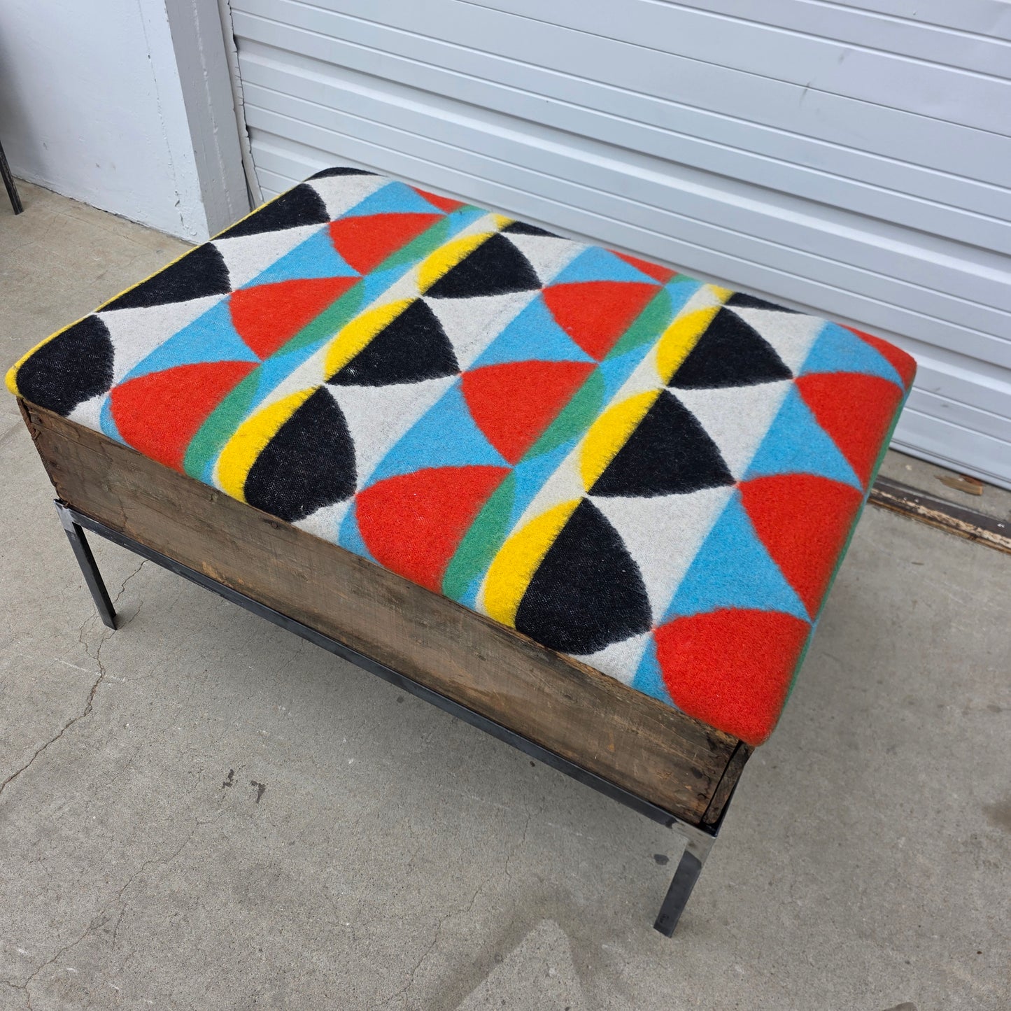 Raisin Box Ottoman with Camp Blanket Top