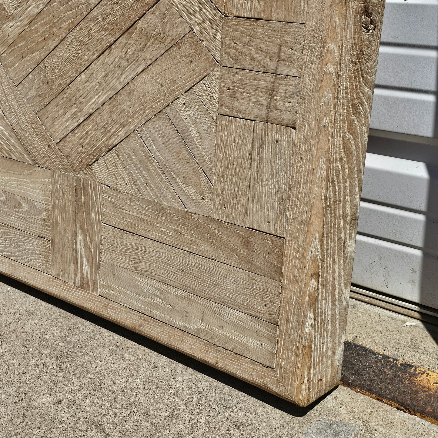 9 ft Washed Parquet Wood Dining Table Top