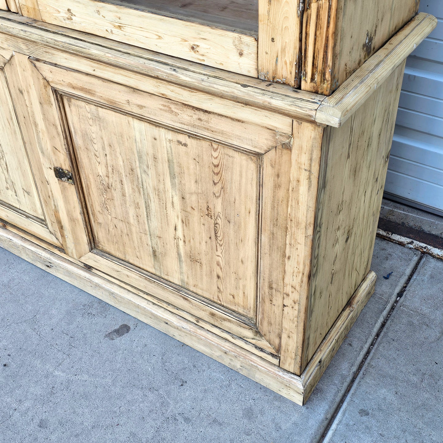 Antique 3-Section Wood Display Cabinet