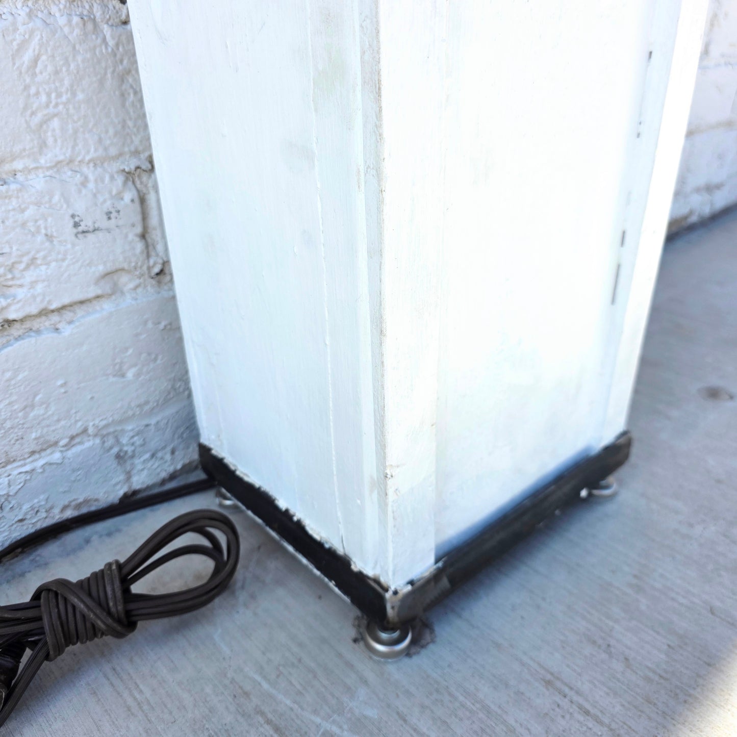 Repurposed White Rectangular Column Floor Lamp / Light
