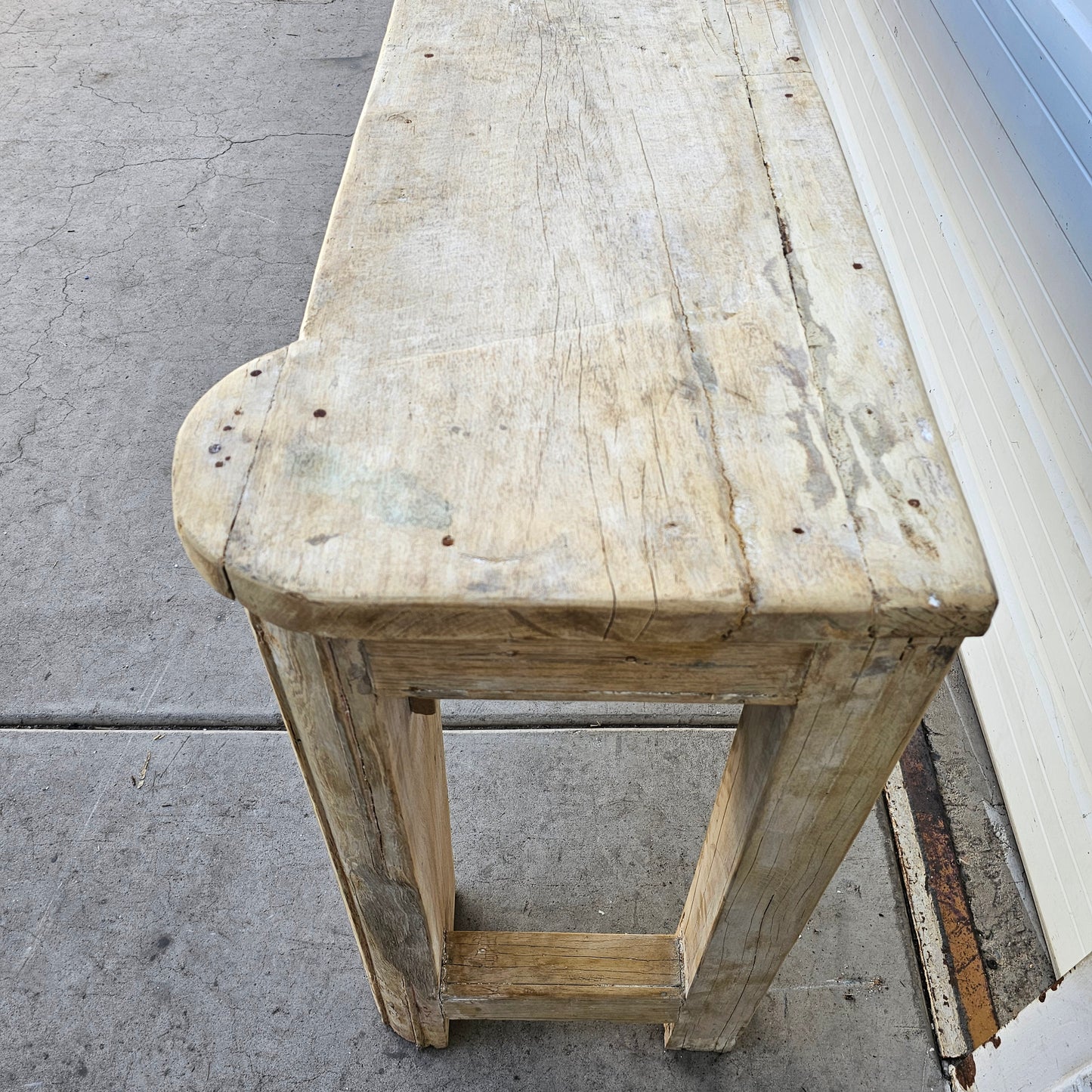 Bleached Carved Wooden Console/Entry Table