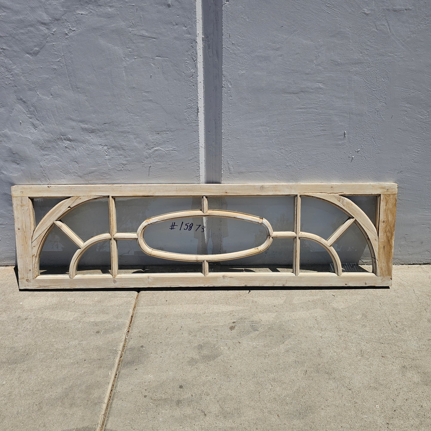 Stripped Wood Transom Window with 13 Lites