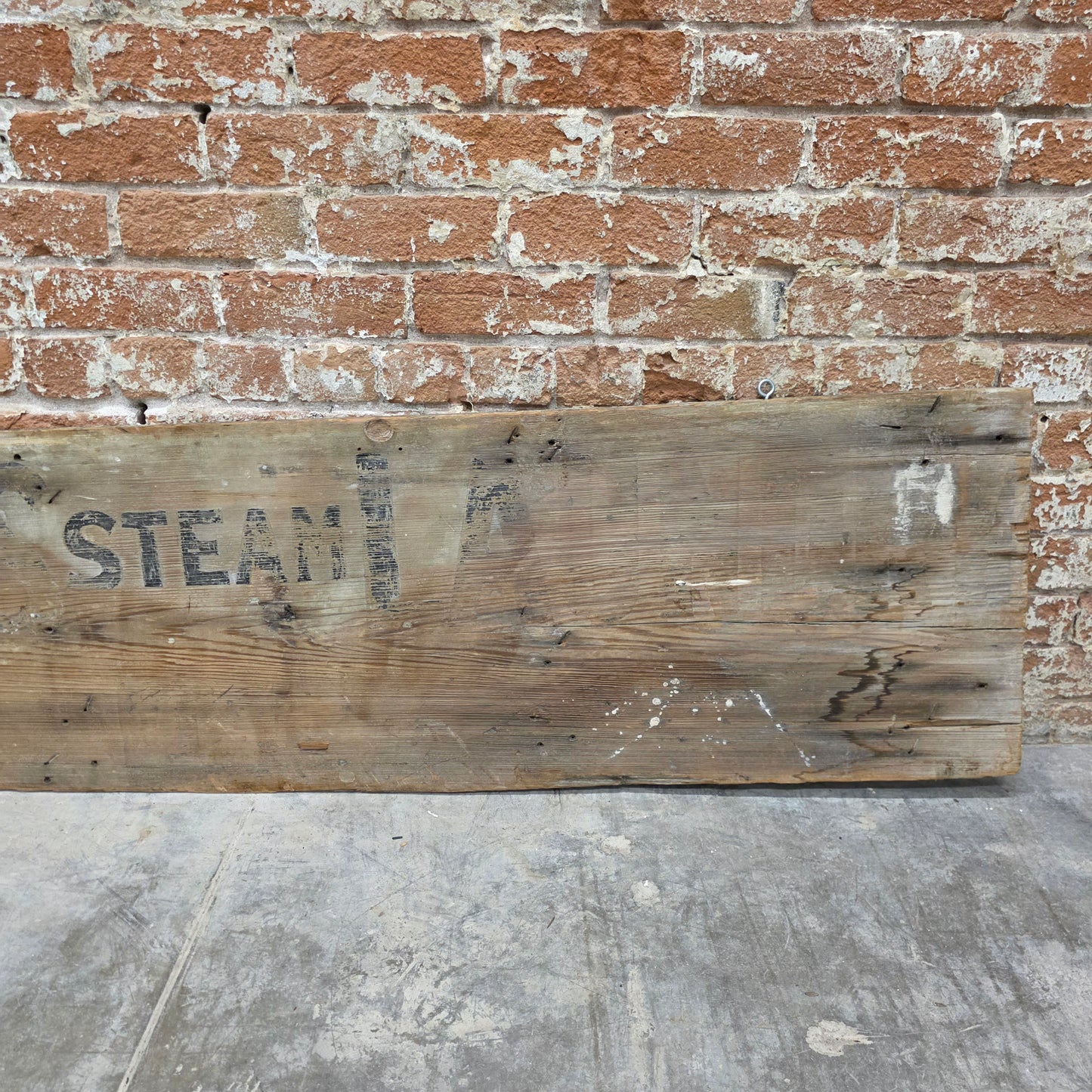 Antique Weathered Double Sided Wood "Steam Laundry" Trade Sign