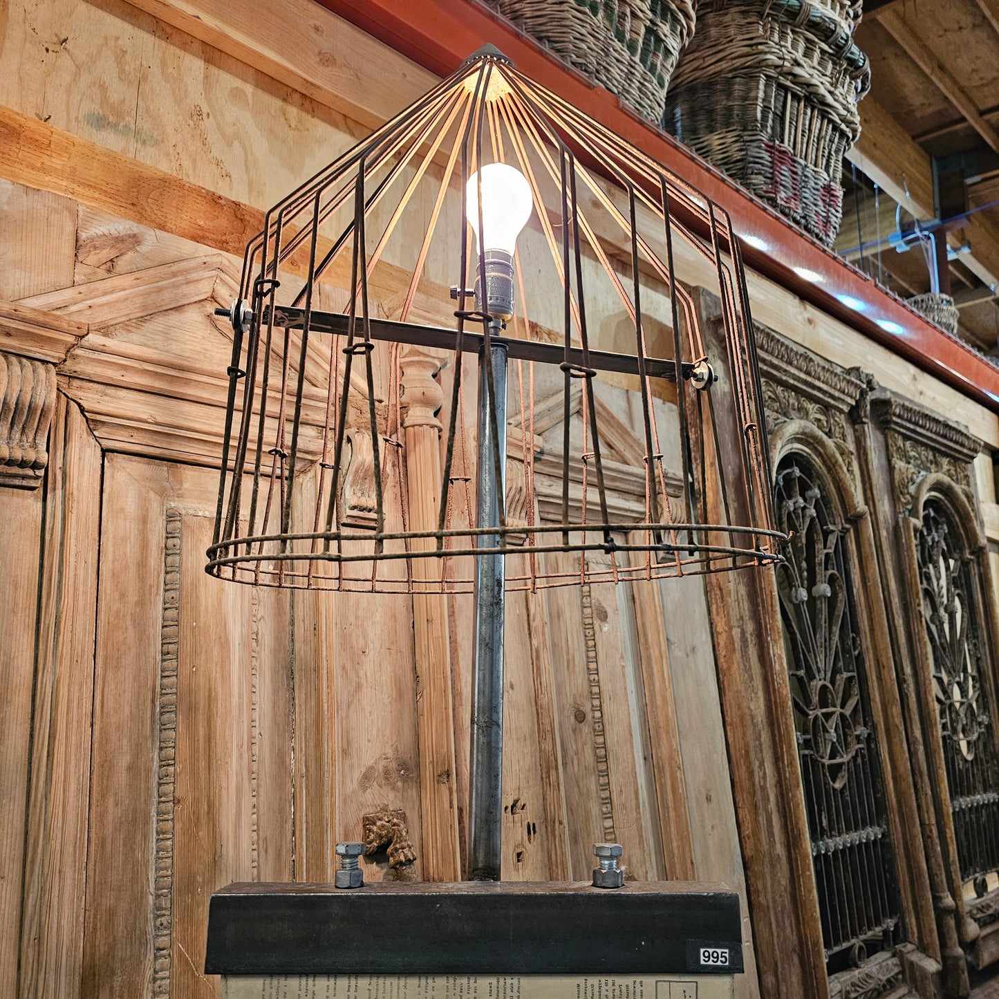 Repurposed Lithography Stone Lamp / Light