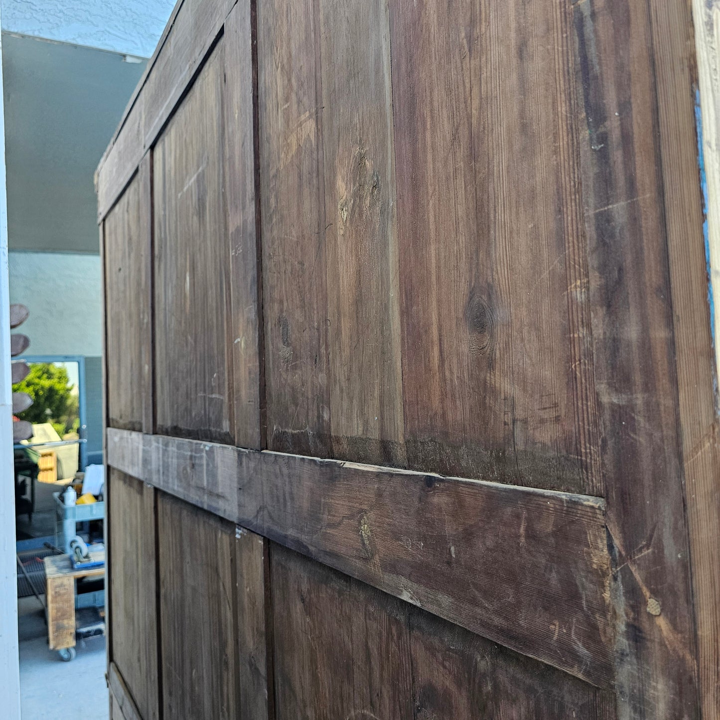 Antique 3-Section Wood Display Cabinet