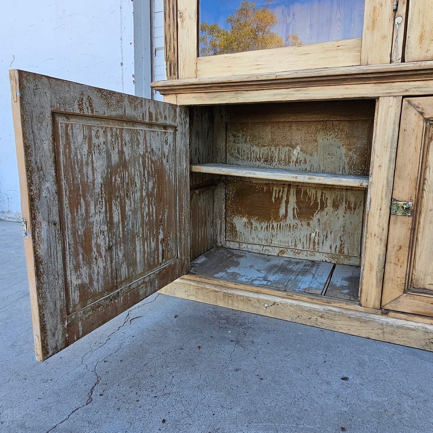 Antique 3-Section Wood Display Cabinet