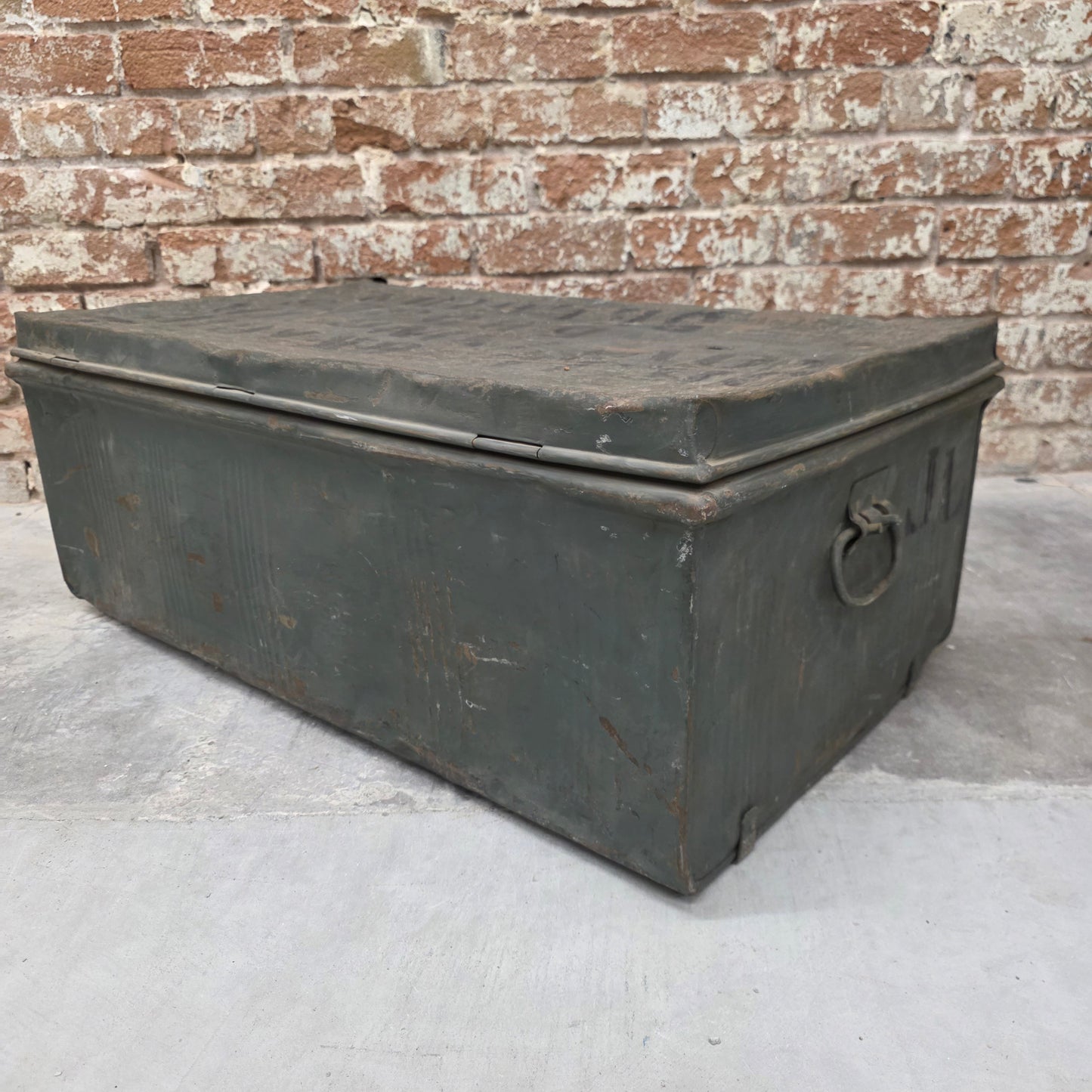 Antique Metal Trunk from Belgium