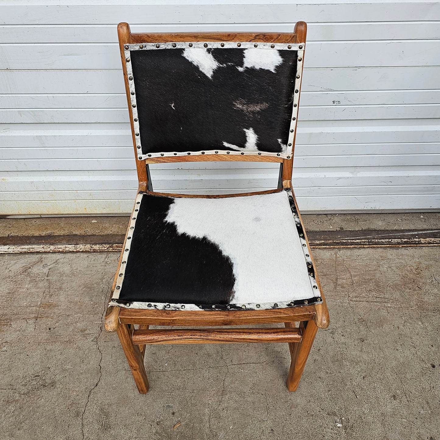 Wood Chair With Upholstered Hide Seat