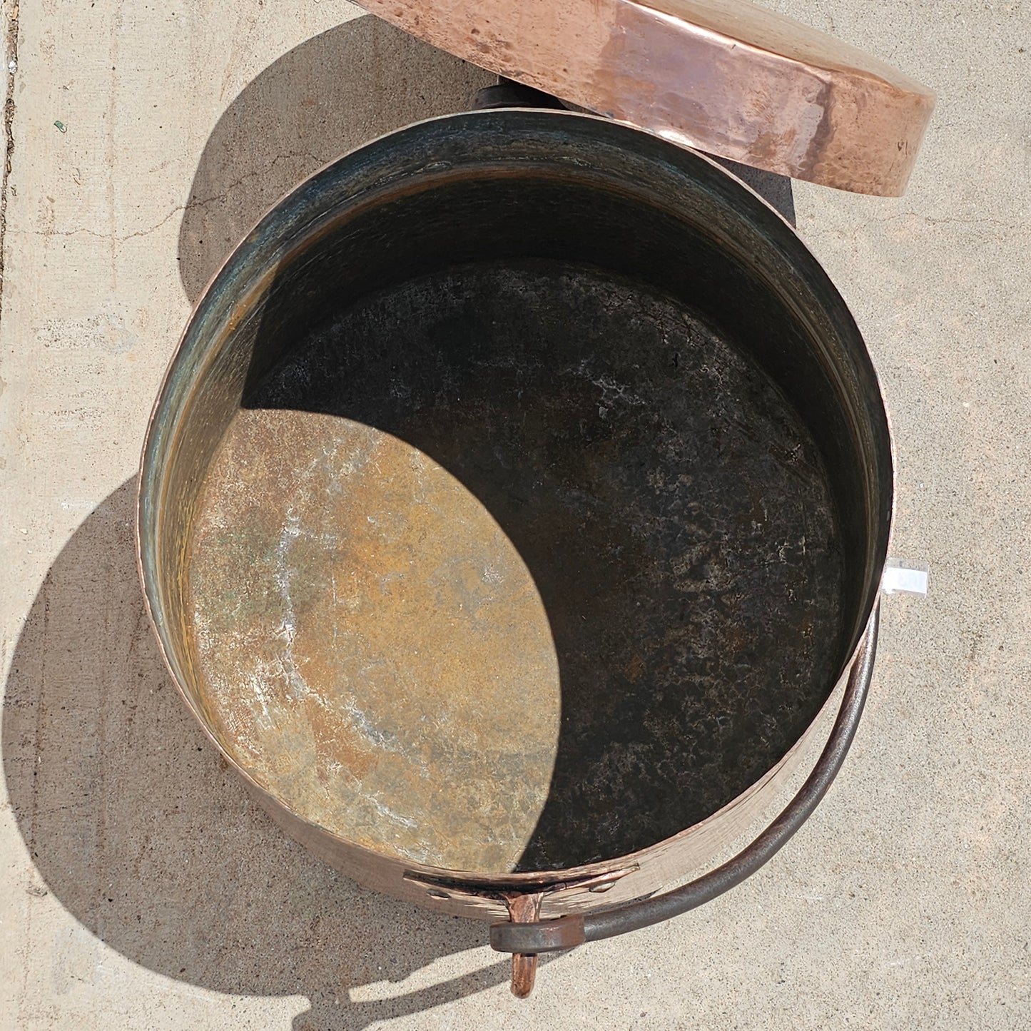 French Copper Iron Handled Cauldron