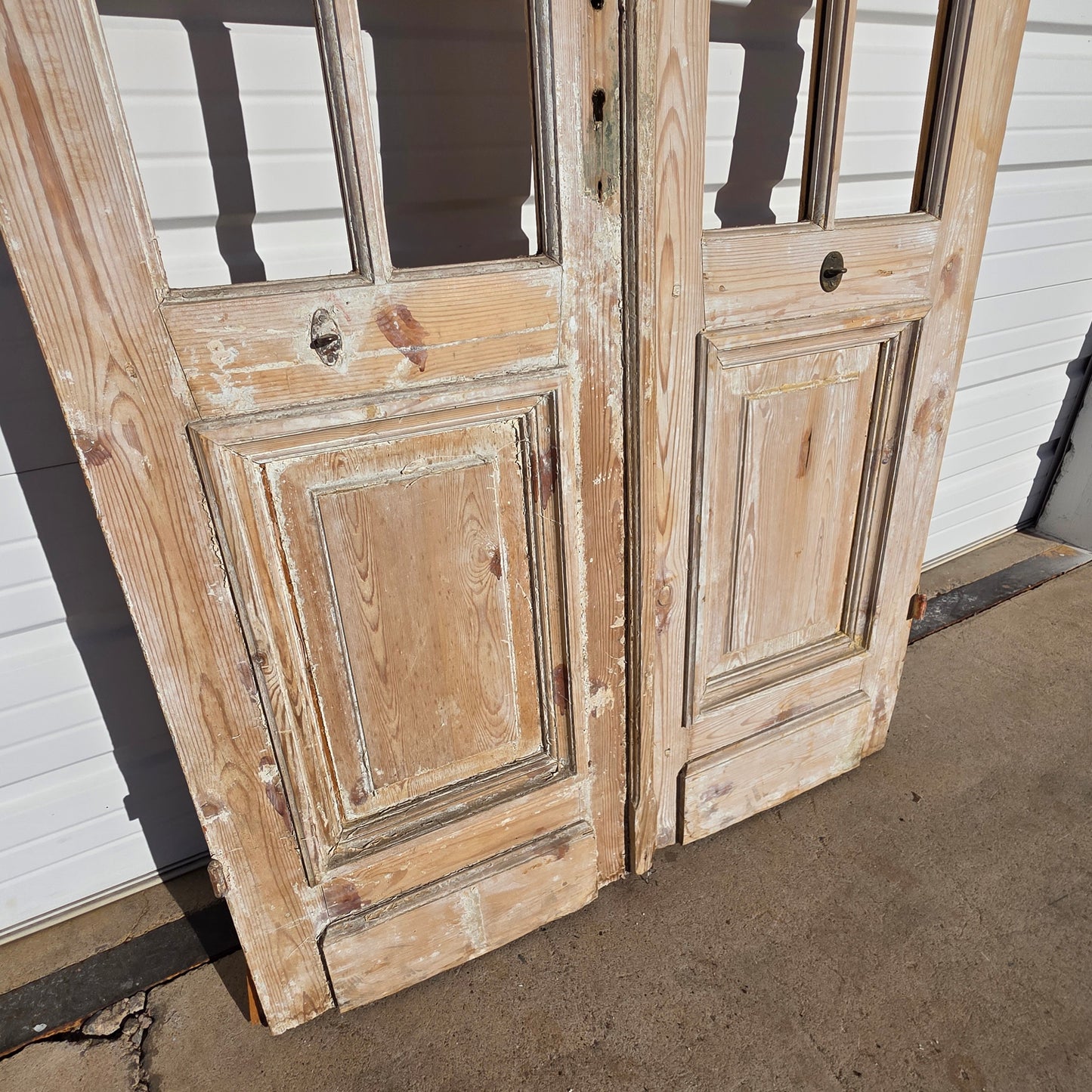 Pair of 10 Lite Distressed Antique French Doors