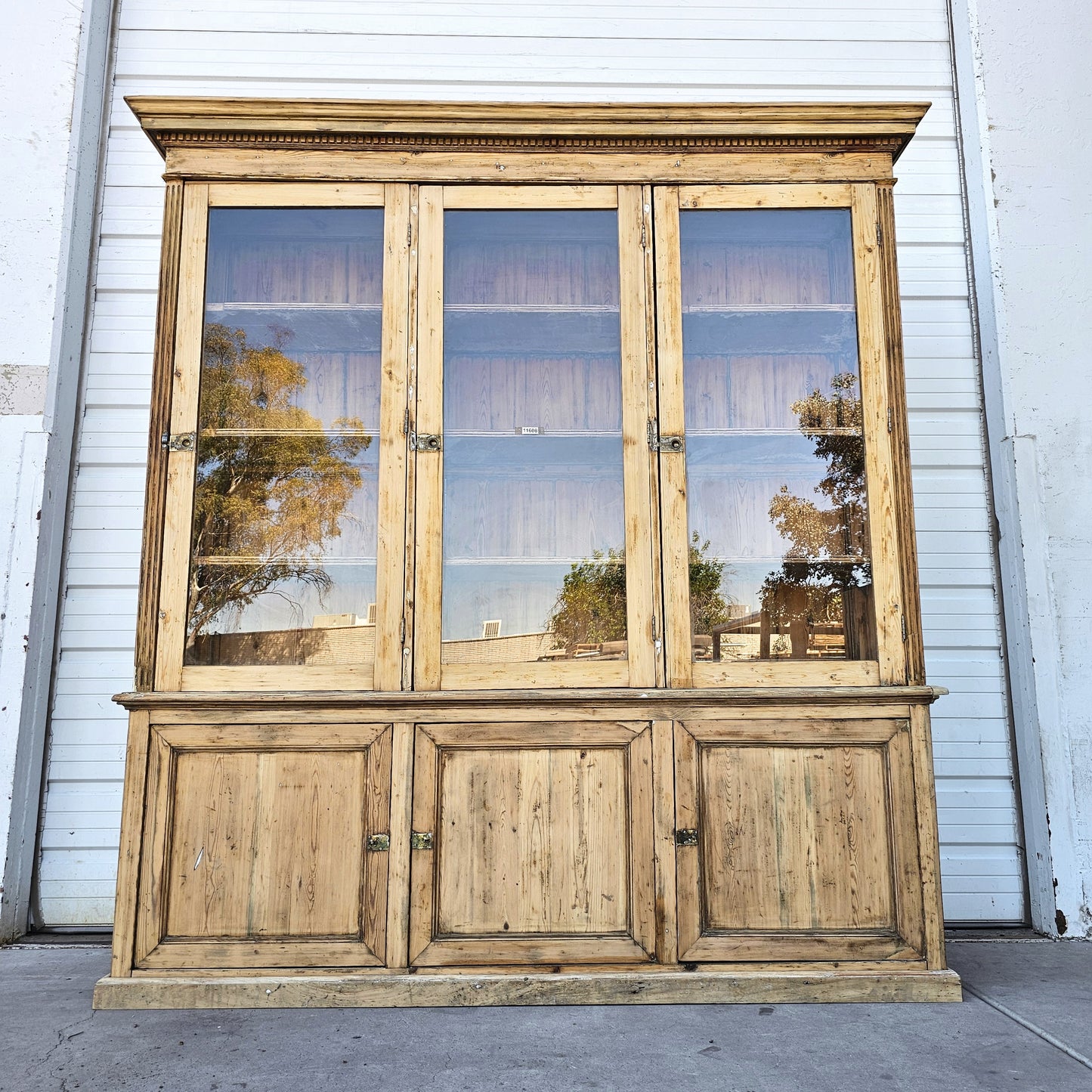 Antique 3-Section Wood Display Cabinet