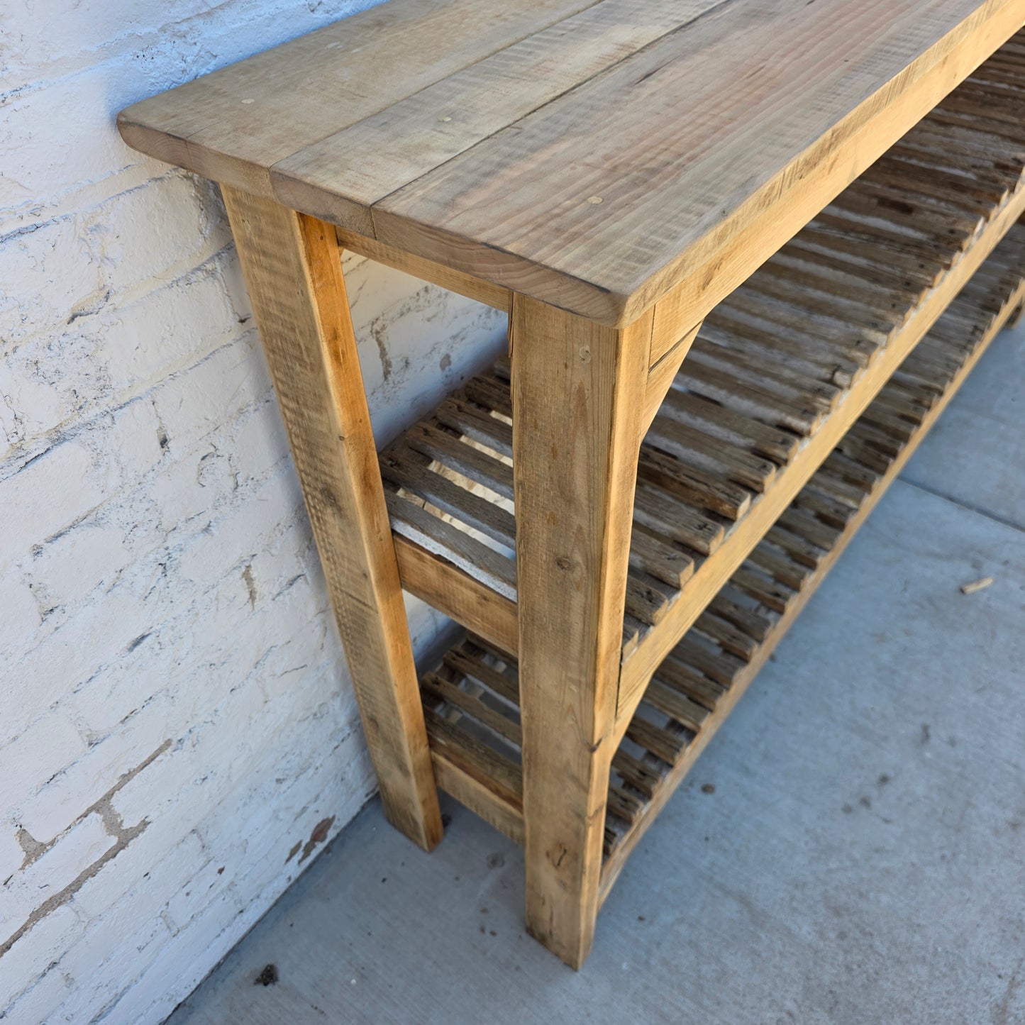 Wood Slatted French Florist Potting Shelf